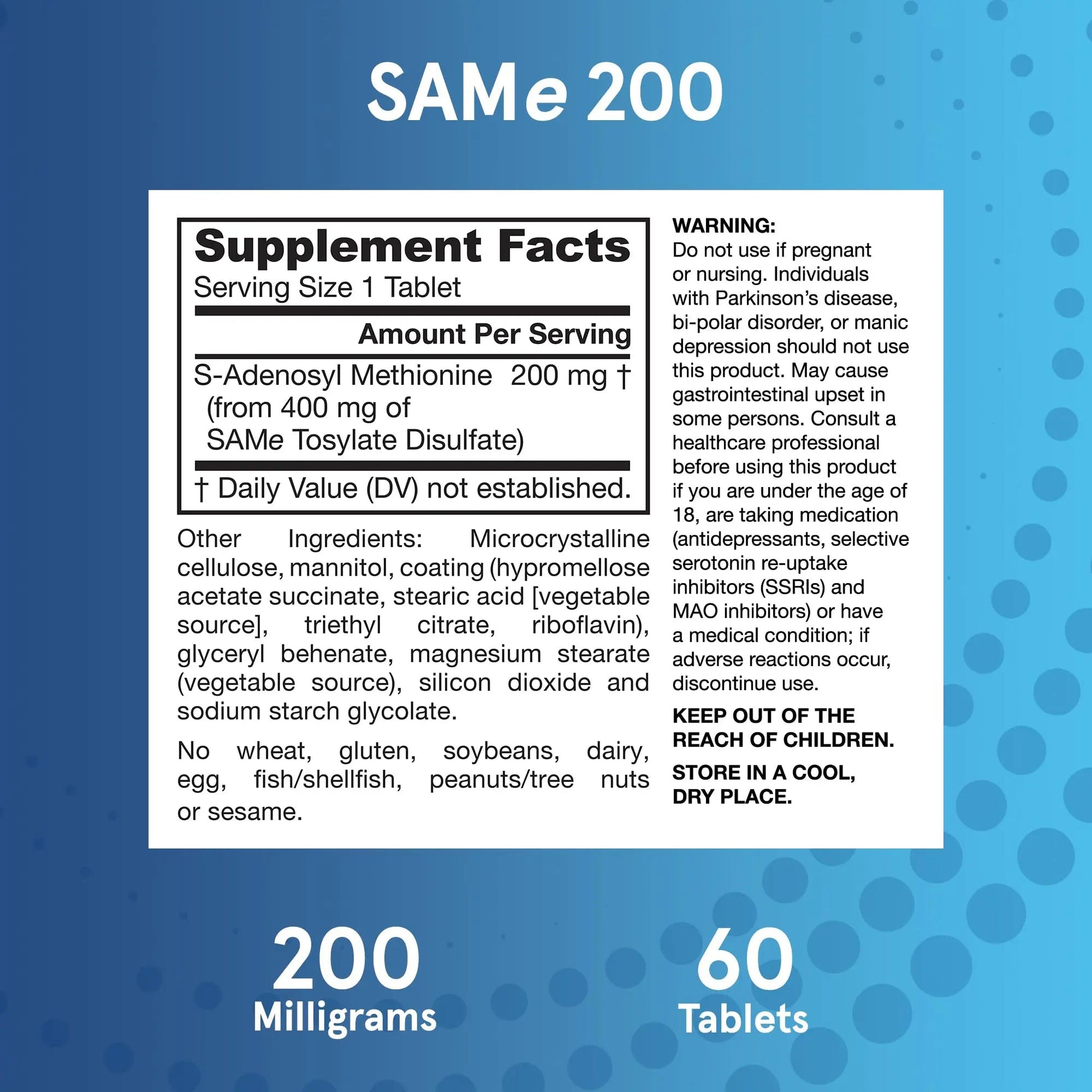 Jarrow Formulas® Same 200 mg, Supports Joint Health, Liver Function, Brain Metabolism, 60 Tablets, Up to A 60 Day Supply Jarrow Formulas uk supplements