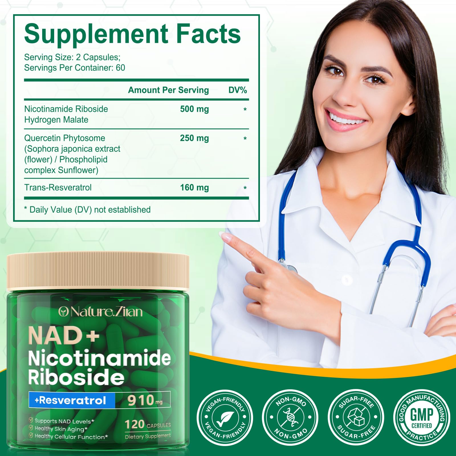 O NATURE . ZIRAN NAD Supplement - NAD+ Nicotinamide Riboside 910 Mg Supplement for Women & Men, Liposomal Nicotinamide Riboside with Resveratrol, for Focus, Boost - 120 Capsules O NATURE . ZIRAN uk supplements