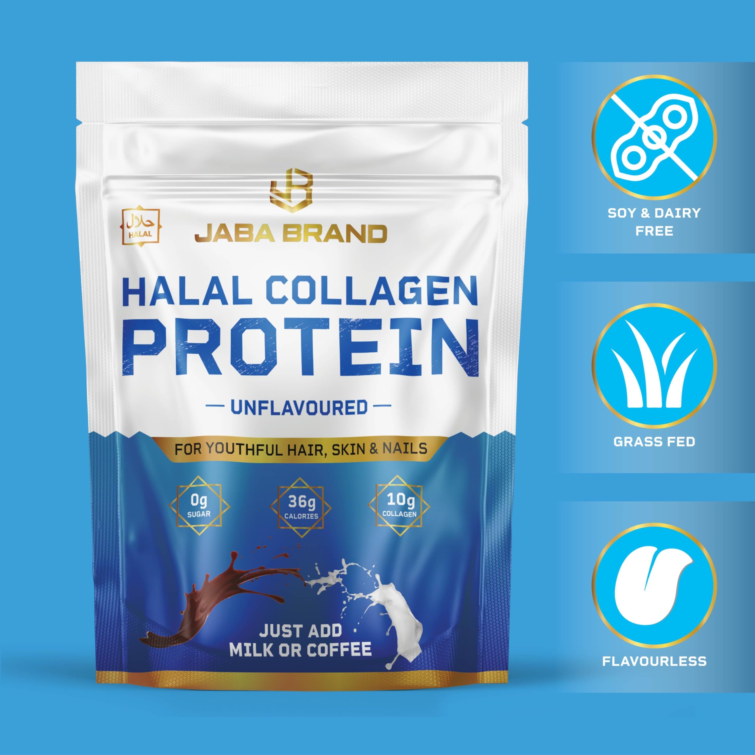 JABA BRAND - Halal Bovine Collagen Protein Powder for Hair, Nails, Joints and Skin JABA BRAND uk supplements