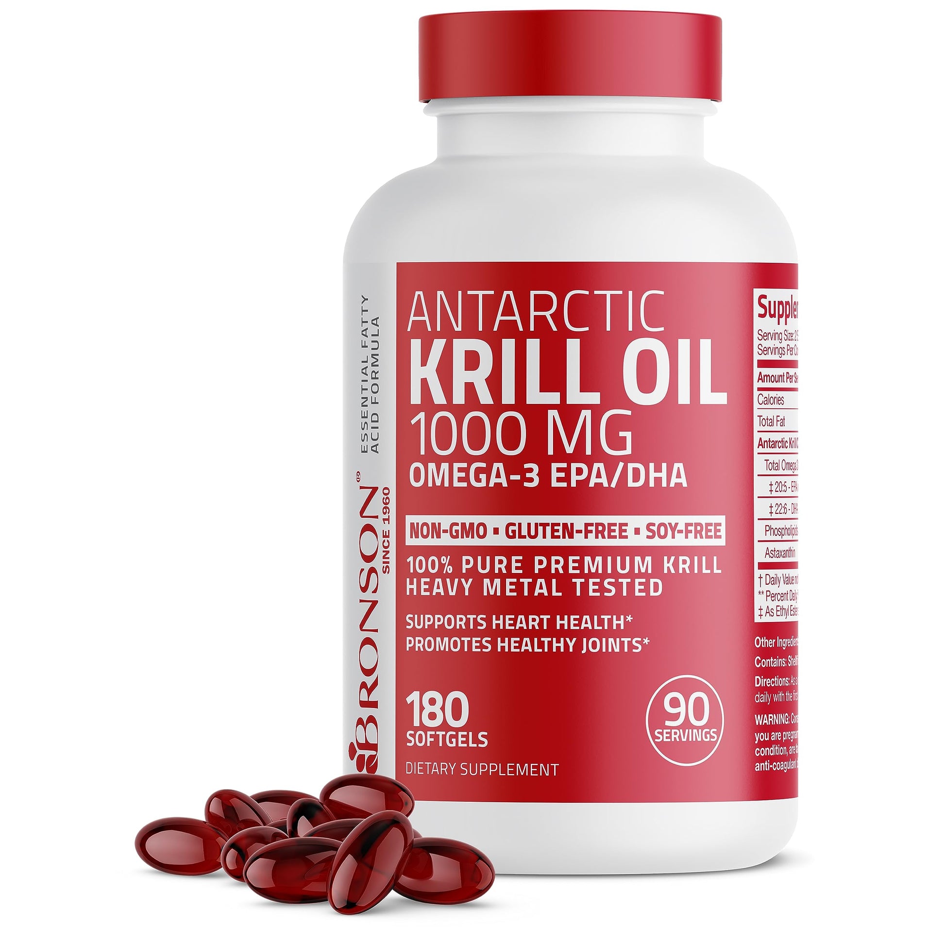 Bronson Antarctic Krill Oil 1000 mg with Omega-3s EPA, DHA, Astaxanthin and Phospholipid Bronson uk supplements