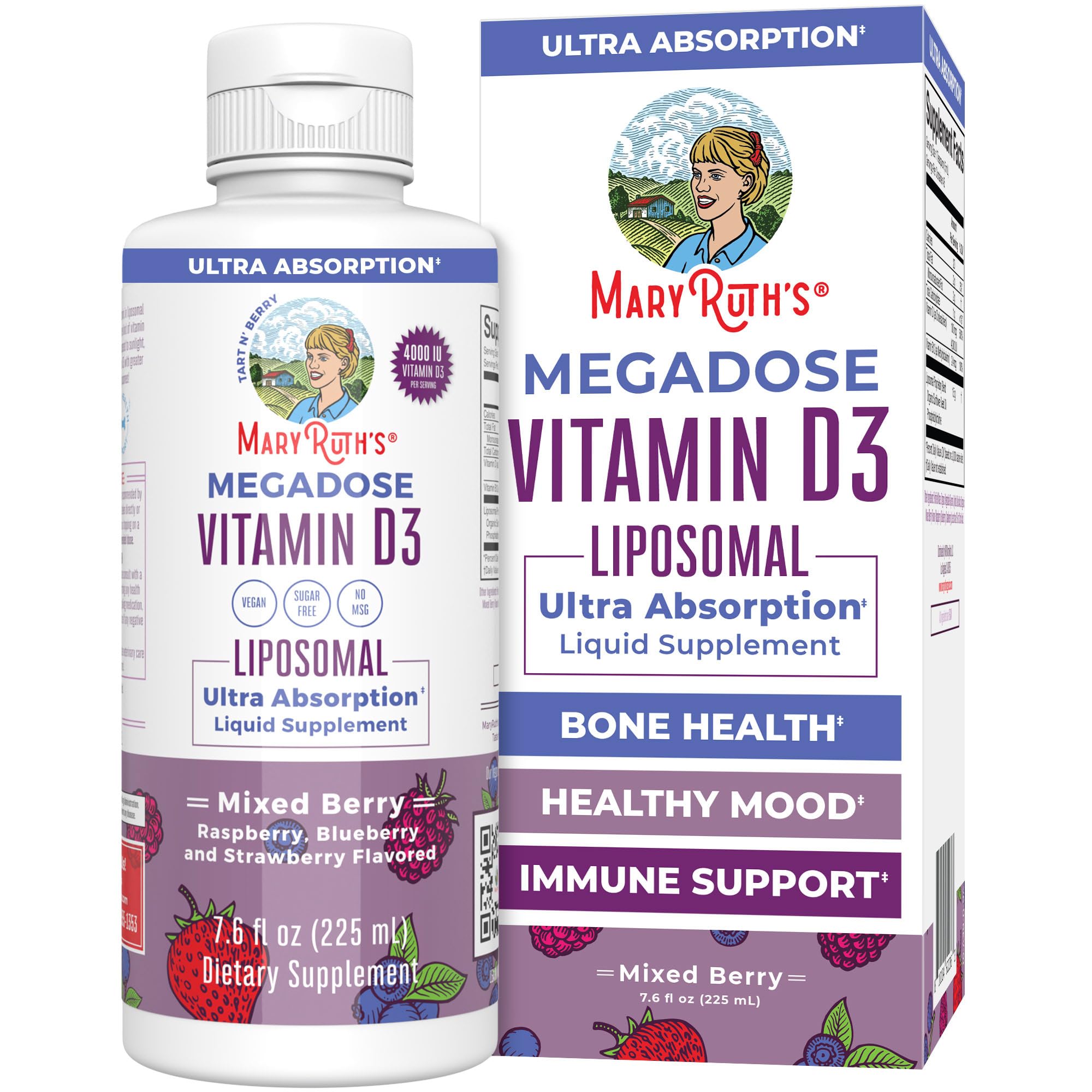 MaryRuth Organics Megadose Vitamin D3 Liposomal | Vitamin D 4000 IU | Ultra Absorption | Immune Support for Adults | Bone Health | VIT D3 | Vegan | Sugar Free | Gluten Free | Non-GMO | 45 Servings MARYRUTH'S uk supplements