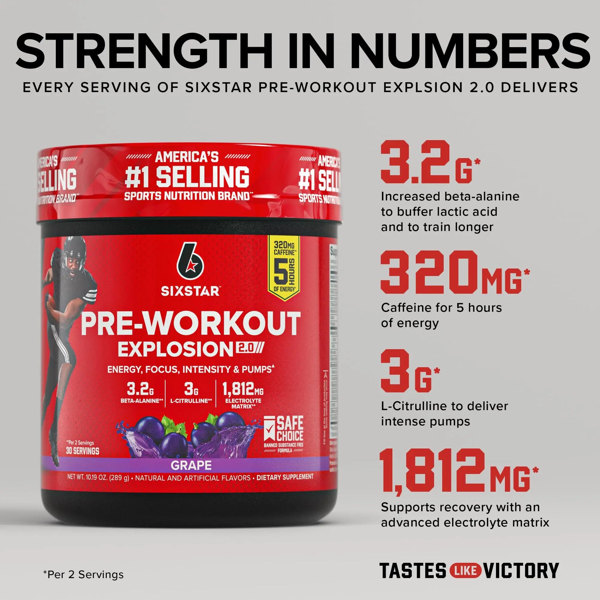 Six Star Pre-Workout Explosion, Grape (30 Servings) - Preworkout Energy Powder Supplement for Men & Women - Workout Drink Mix with L-Tyrosine & Beta Alanine Six Star uk supplements