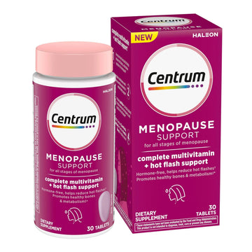 Centrum Complete Multivitamin Supplement + Hot Flash Support Menopause Support Tablets, with Clinically Studied geniVida, 30 Count Centrum uk supplements