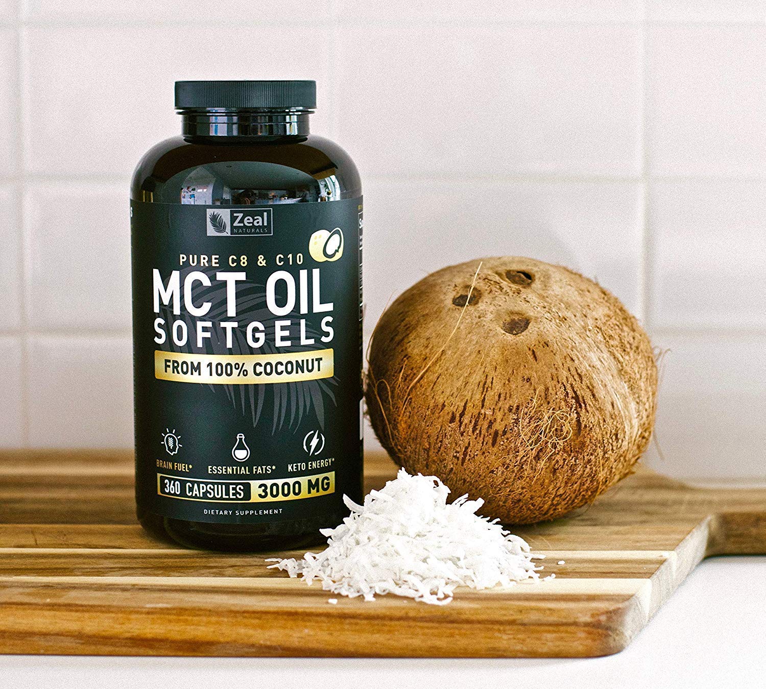 Pure MCT Oil Capsules (360 Softgels | 3000mg) 4 Month Supply Keto Pills w Unrefined Coconut Zeal Naturals uk supplements