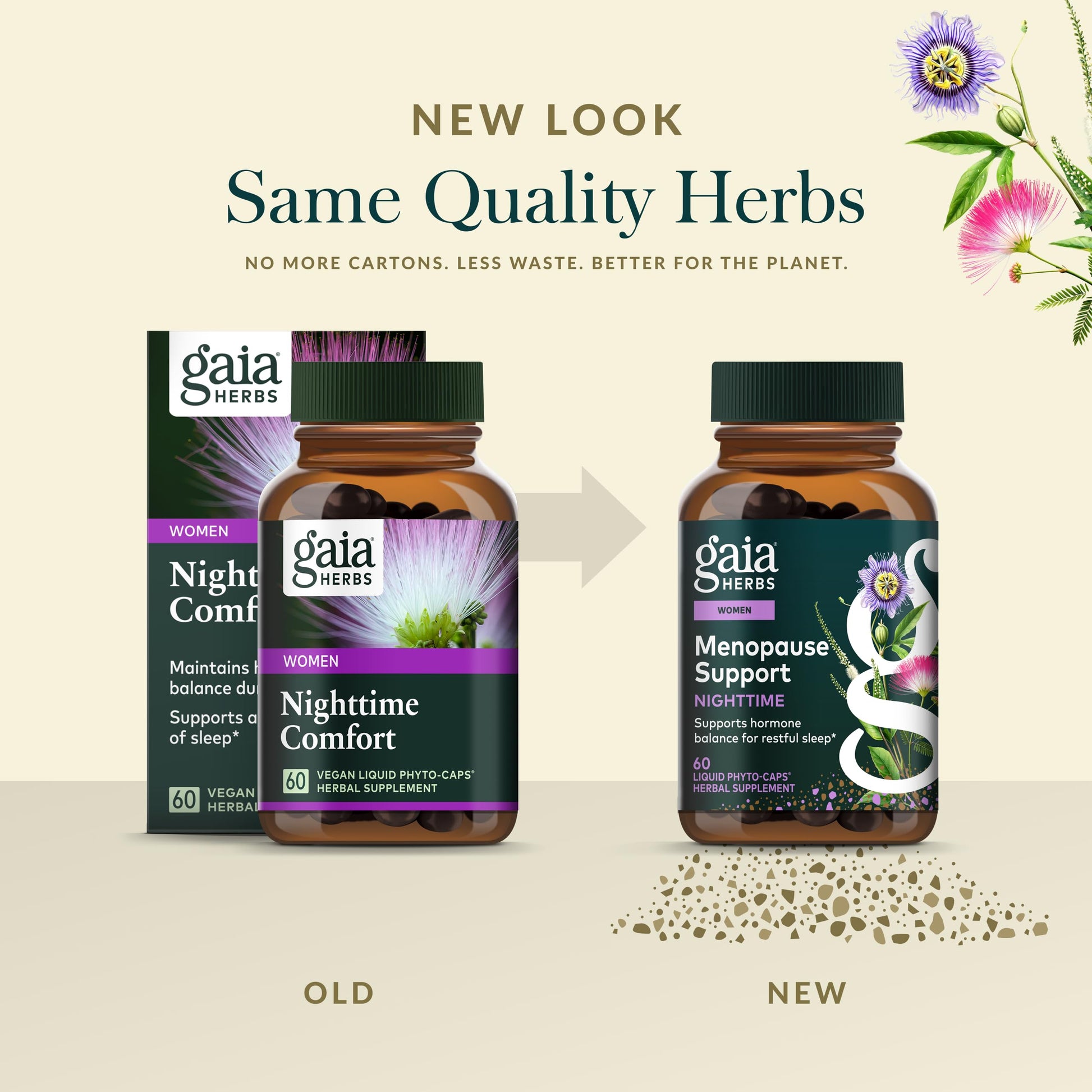 Gaia Herbs Menopause Support Nighttime - Menopause Supplement for Women* - with Black Cohosh, Mimosa, Passionflower & St. John's Wort - 60 Vegan Liquid Phyto-Caps (30 Servings) Gaia Herbs uk supplements