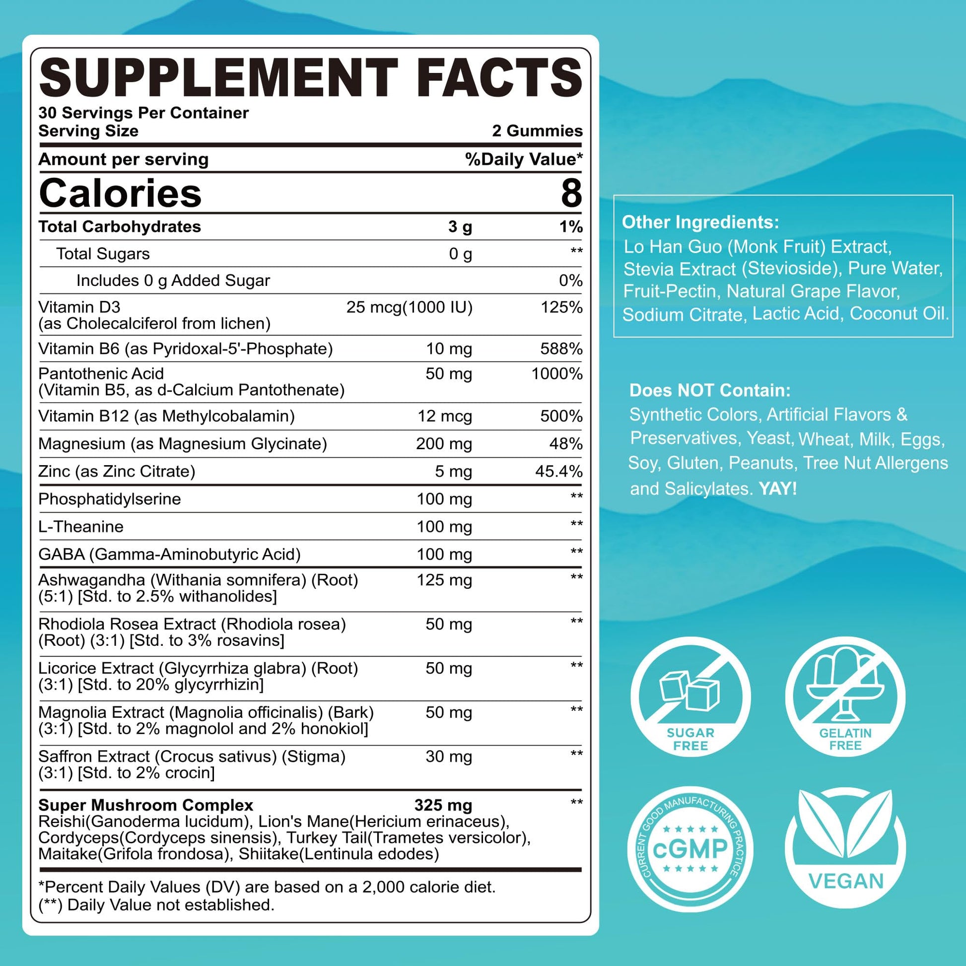 Cortisol Gummies for Women & Men, Sugar Free Cortisol Reducer Supplements w/ Magnesium, Ashwagandha, Mushroom, L-theanine, Rhodiola, Vitamin B6 B12 for Cortisol Detox, Relax, Sleep Support 2 Pack LILICARE uk supplements