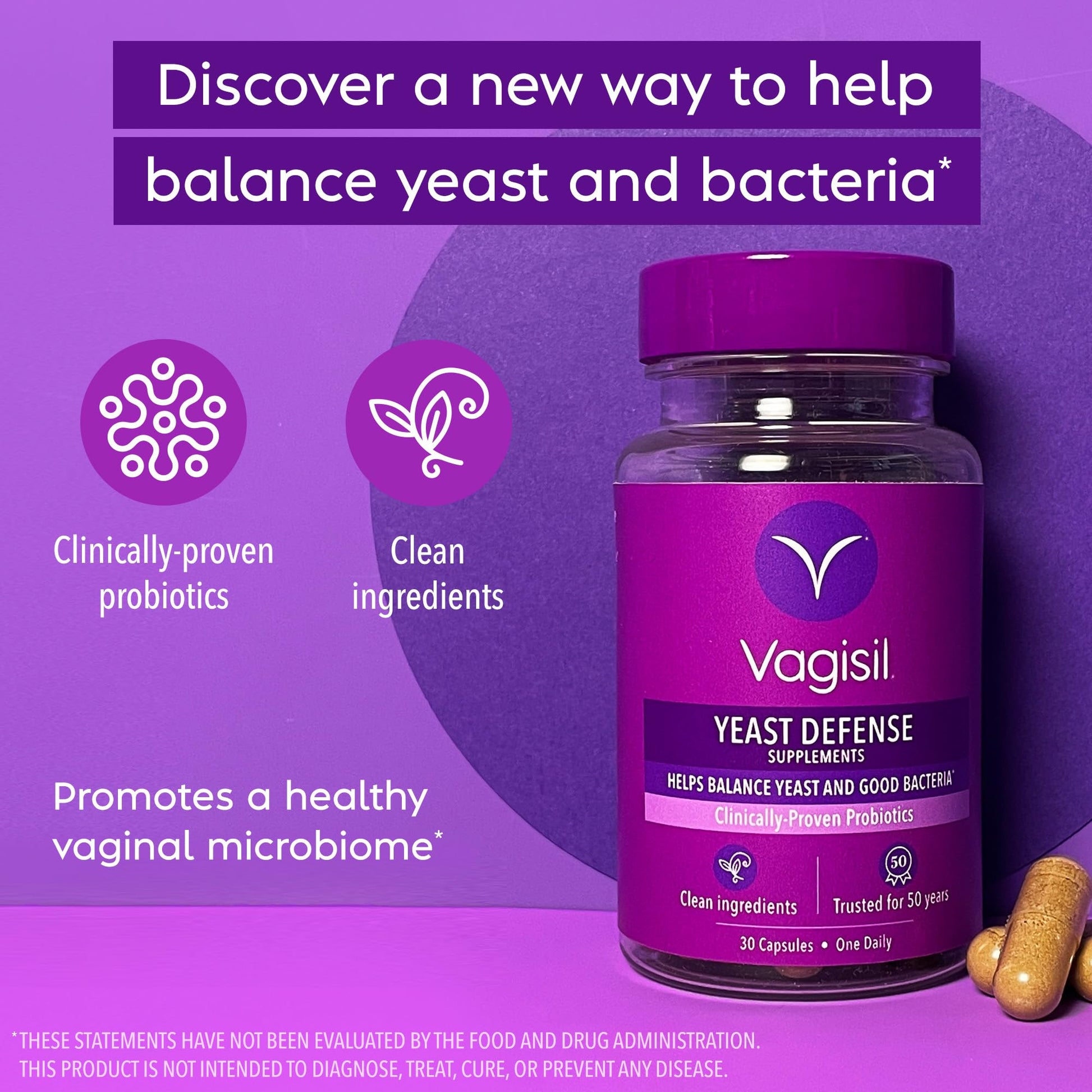 Vagisil Yeast Defense Supplements, Helps Balance Yeast and Good Bacteria, Clinically-Proven Probiotics Vagisil uk supplements