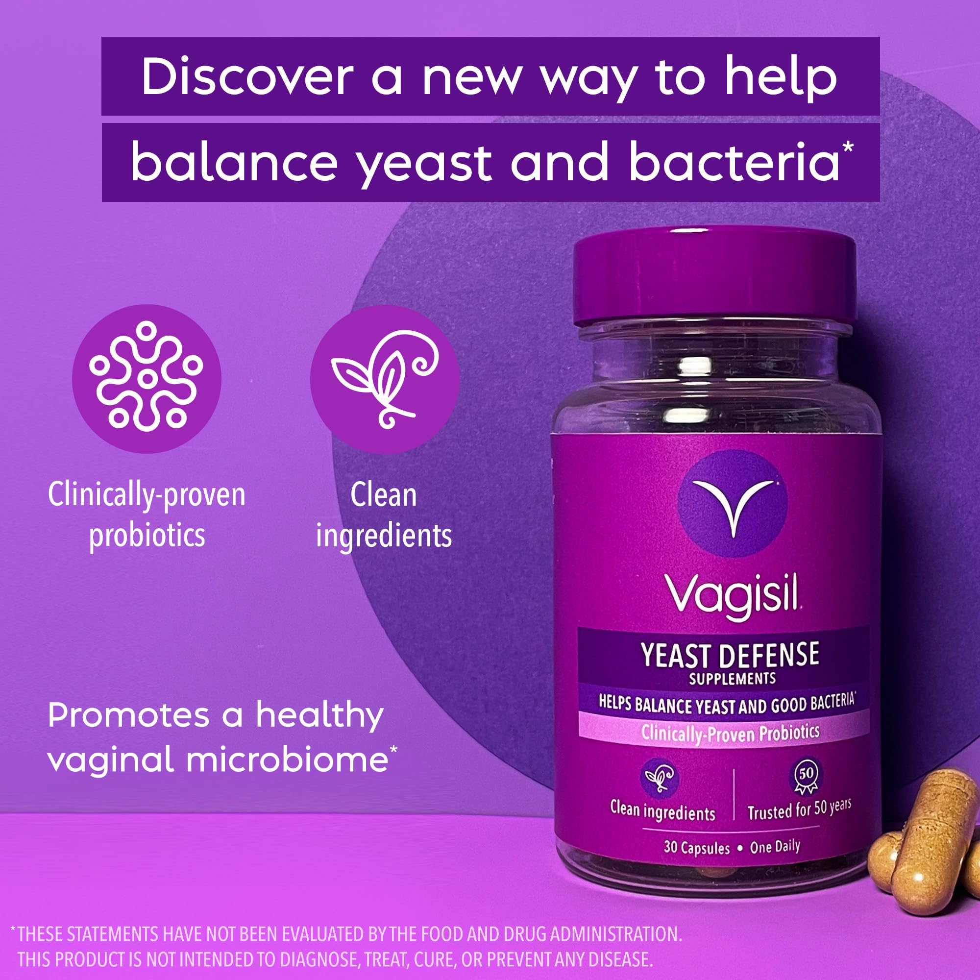 Vagisil Yeast Defense Supplements, Helps Balance Yeast and Good Bacteria, Clinically-Proven Probiotics Vagisil uk supplements