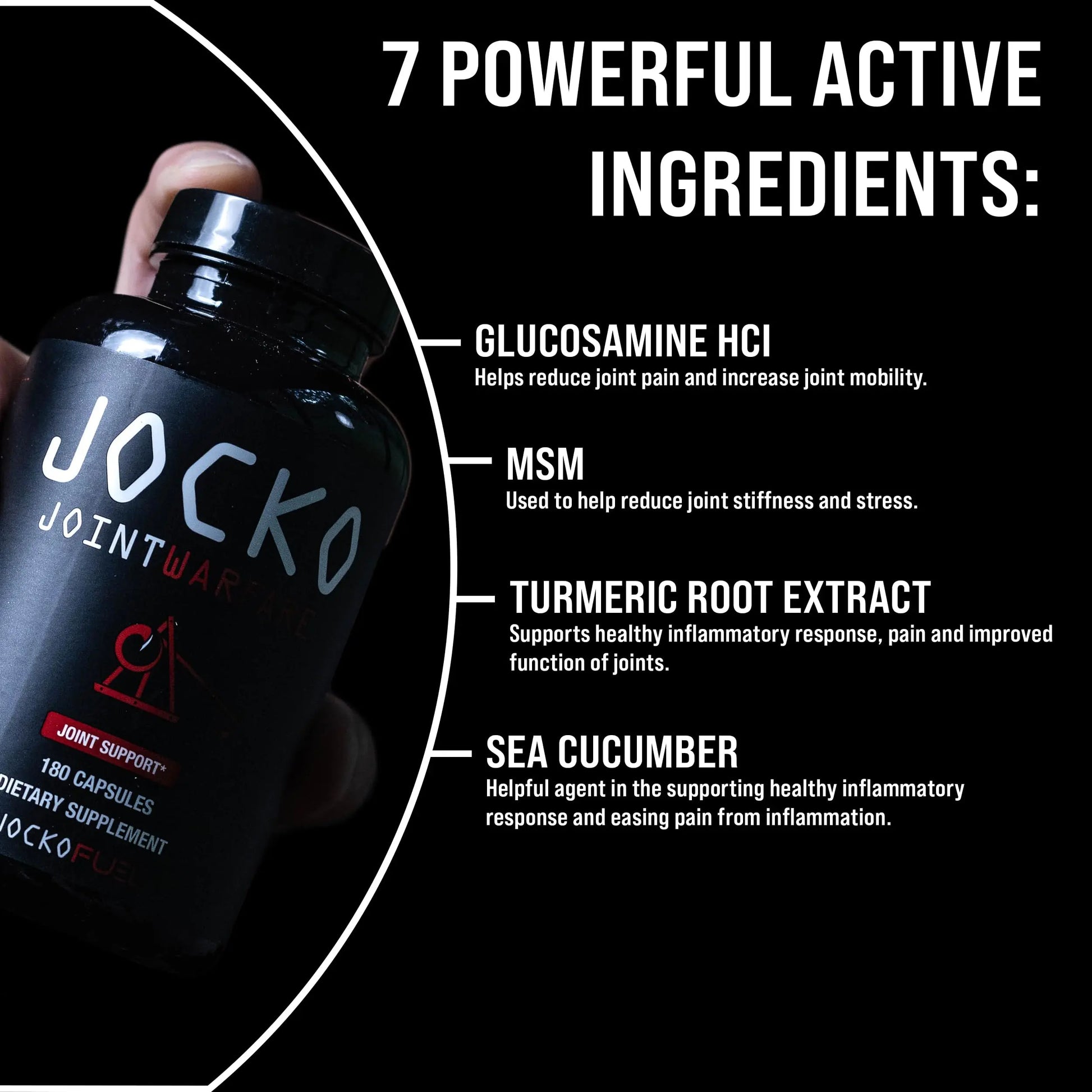 Jocko Fuel Joint Support Supplement - Glucosamine MSM for Joint Pain, Mobility, & Flexibility w/Turmeric & Boswellia (180 Capsules) Jocko Fuel uk supplements
