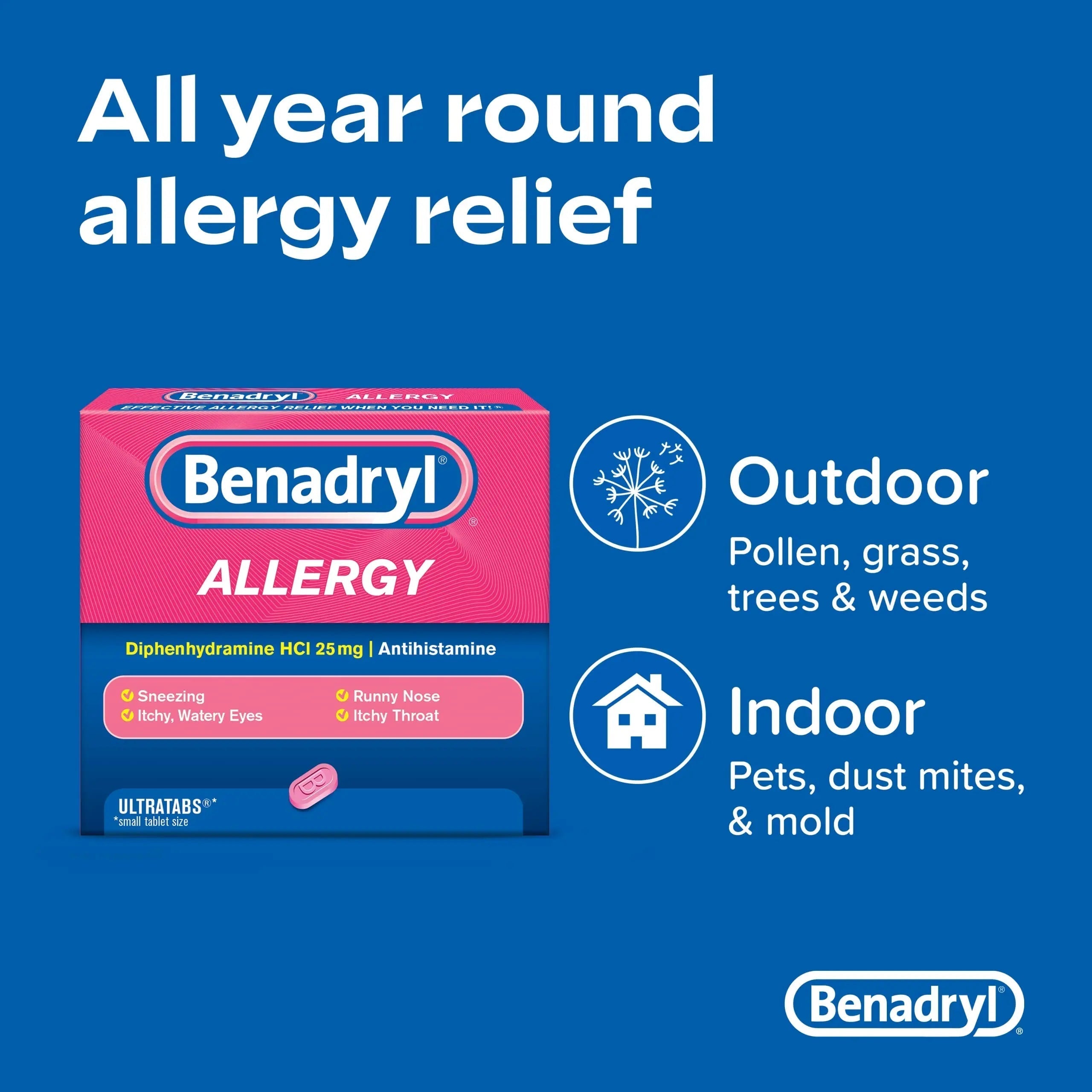 Benadryl Ultratabs Antihistamine Allergy Relief Tablets with 25 mg Diphenhydramine HCl, 100 ct and Tylenol Extra Strength Pain Reliever Rapid Release Gels with 500 mg Acetaminophen, 100 ct Tylenol uk supplements