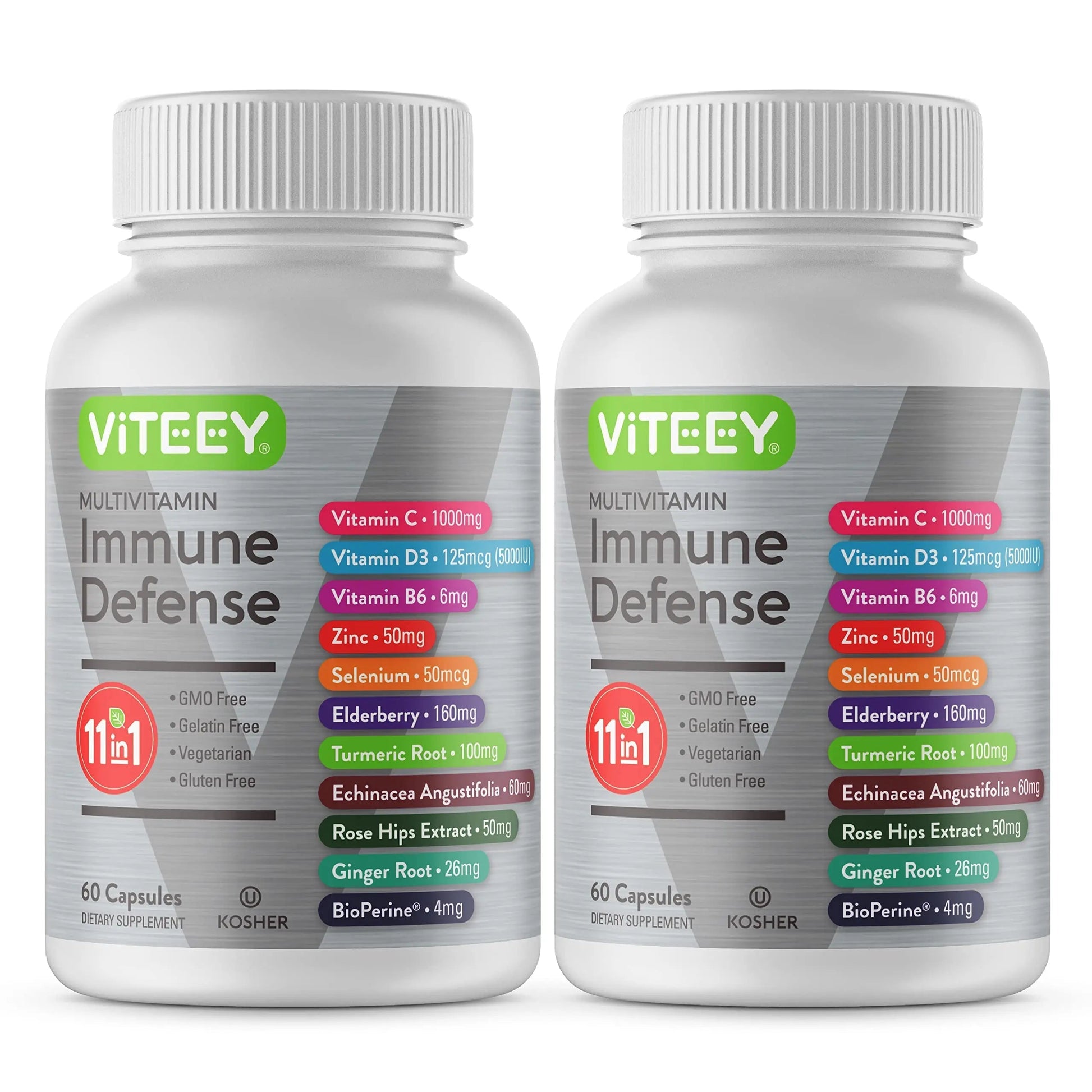 VITEEY 11 in 1 Immune Support Supplement - Immune Defense with Vitamin D3, B6, Echinacea, Turmeric, Rose-HIPS, Selenium Viteey uk supplements