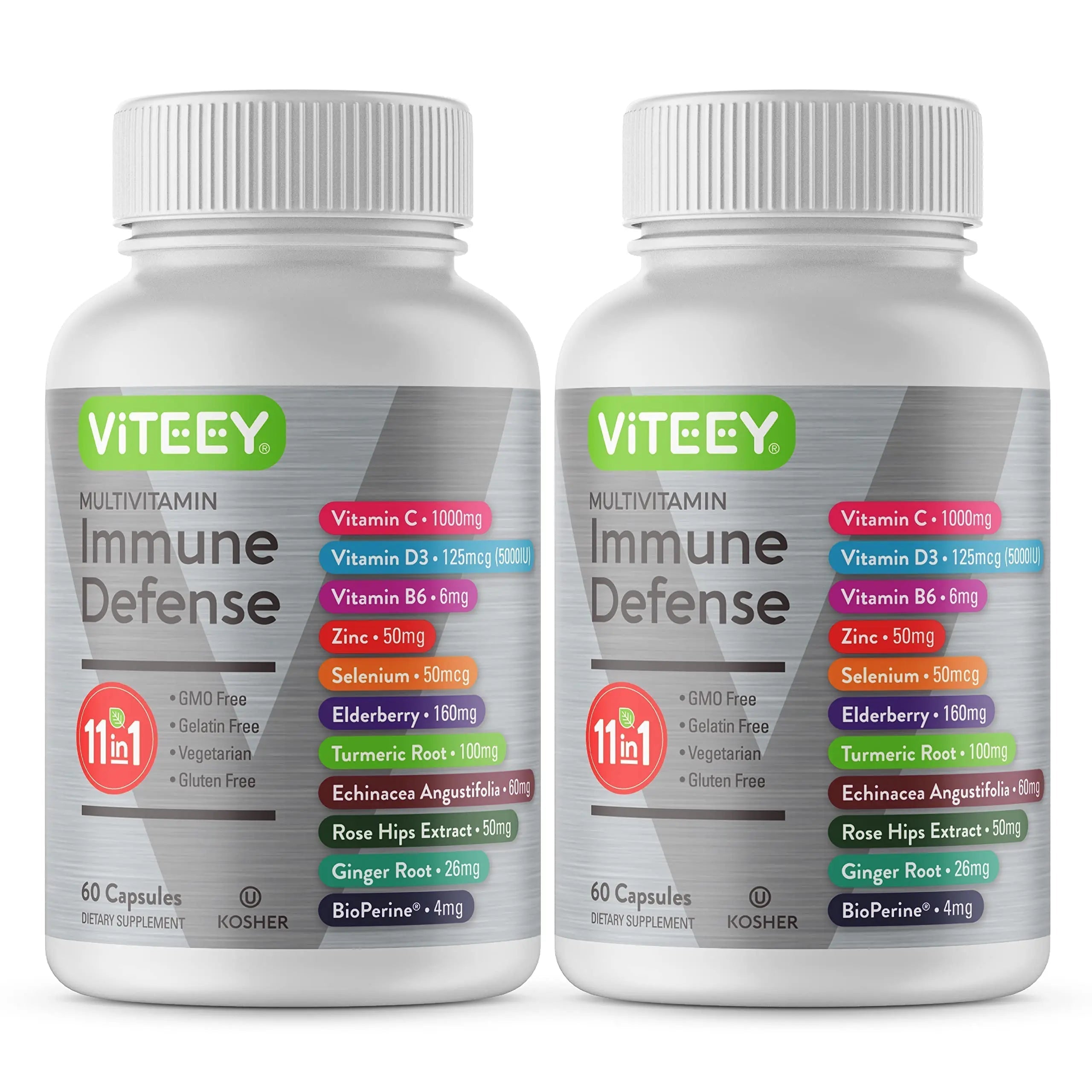 VITEEY 11 in 1 Immune Support Supplement - Immune Defense with Vitamin D3, B6, Echinacea, Turmeric, Rose-HIPS, Selenium Viteey uk supplements