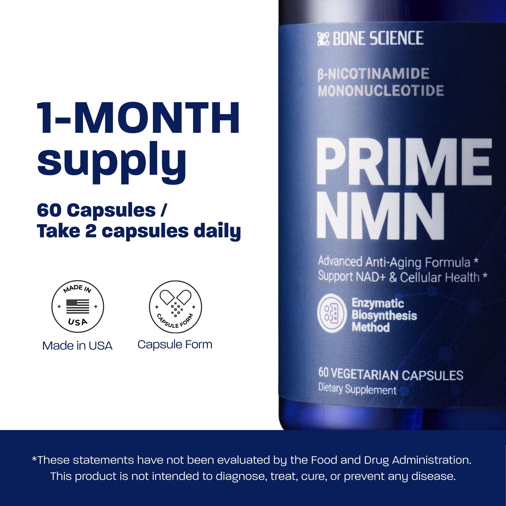 BONE SCIENCE Uthever NMN & Pterostilbene 6-in-1 Complex with Resveratrol, Glutathione & BioPerine - High Purity Stabilized NAD+ Precursor for Healthy Aging & Cellular Energy - 60 Vegetarian Capsules BONE SCIENCE uk supplements