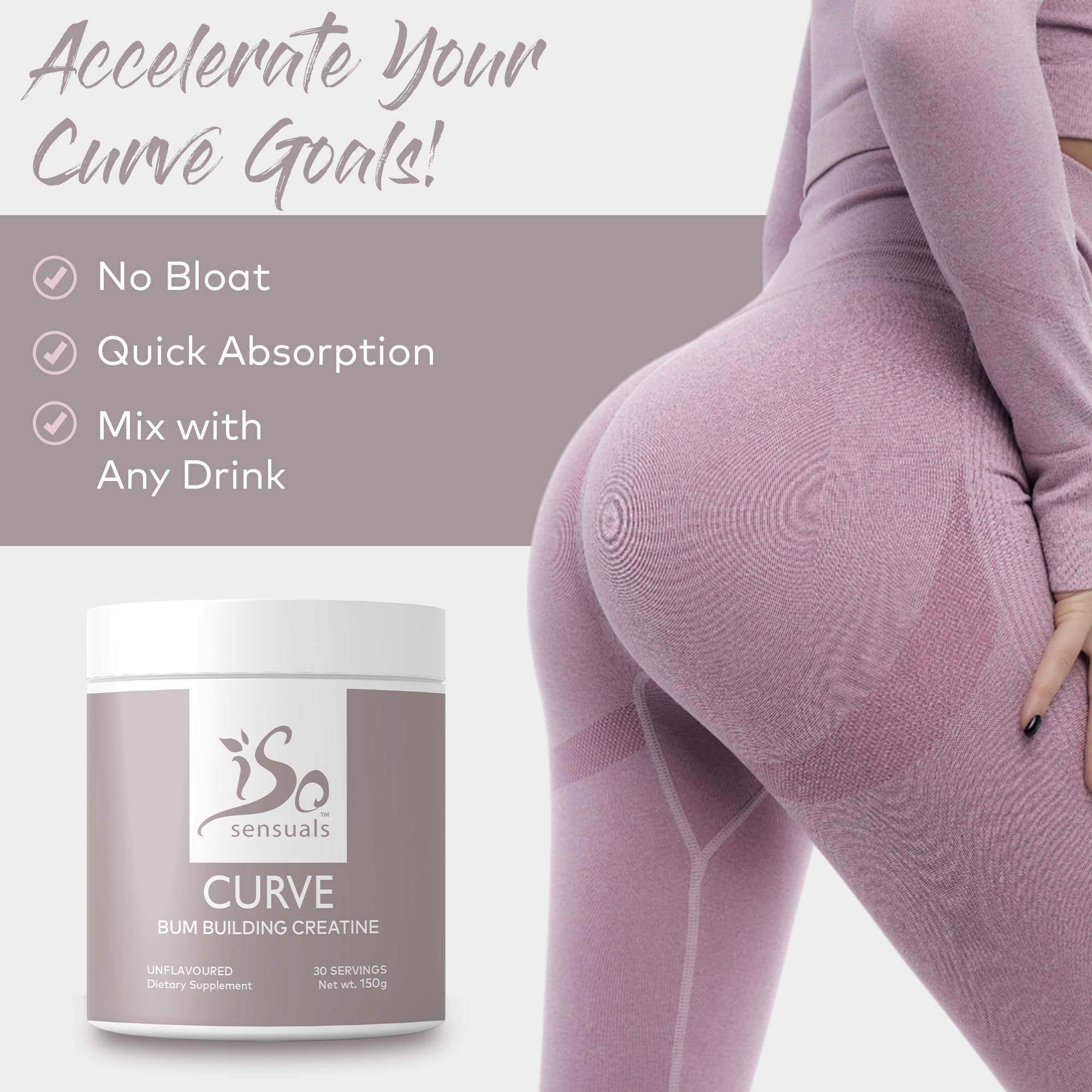 IsoSensuals Curve Bum Building Creatine - Micronized 200 Mesh for Smooth Muscle IsoSensuals uk supplements