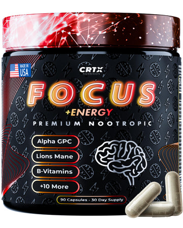 Nootropic Strongest Focus Supplement - Clinically Backed Ingredients Made in USA - Scientifically Backed Doses - Supplement for Brain Fog - AlphaGPC, Lions Mane, Rhodiola and More 10:1 90 Capsules CRTX Nutrition uk supplements