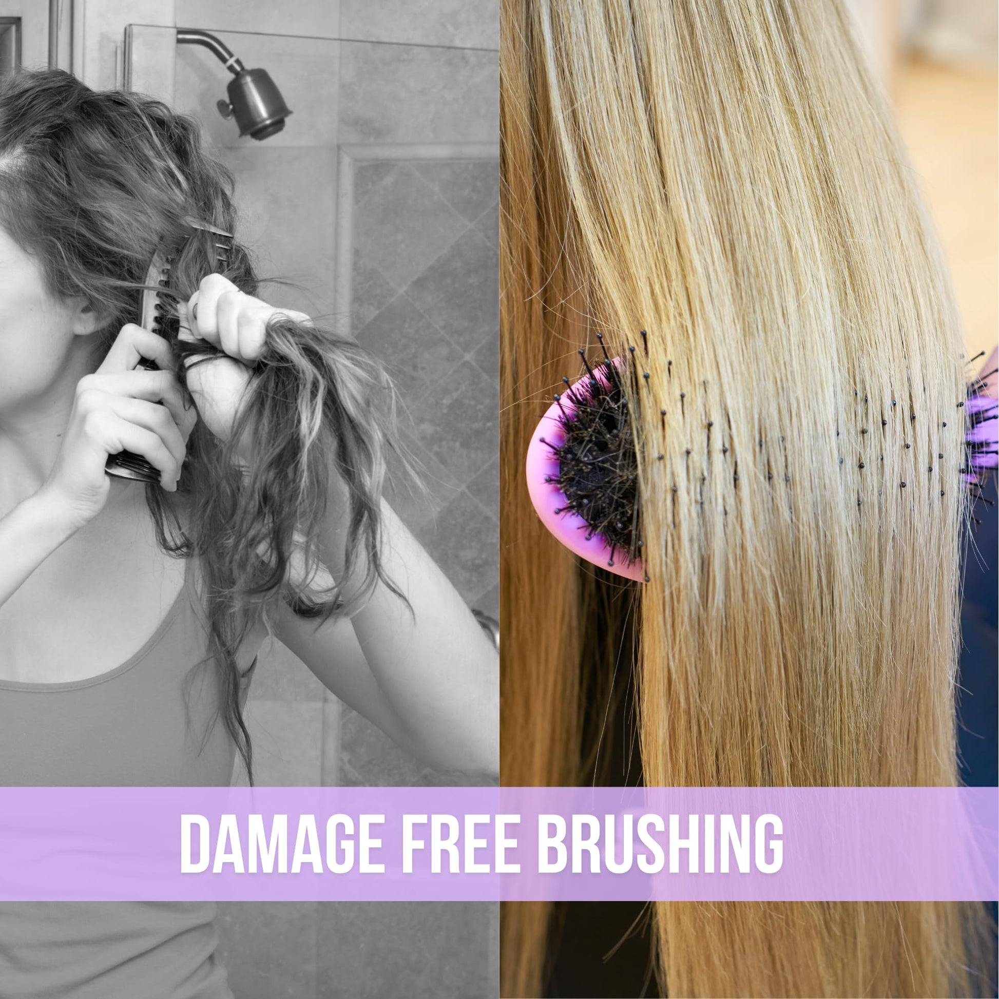 SimplyHair Ultimate Hair Extension Brush & Detangler Anti-Static, Dual Bristle Design, Soft Boar Bristle, Great for All Hair Types & Extensions - Pink & Purple Ombre Brush Ideal for Adults & Kids Simply Hair uk supplements