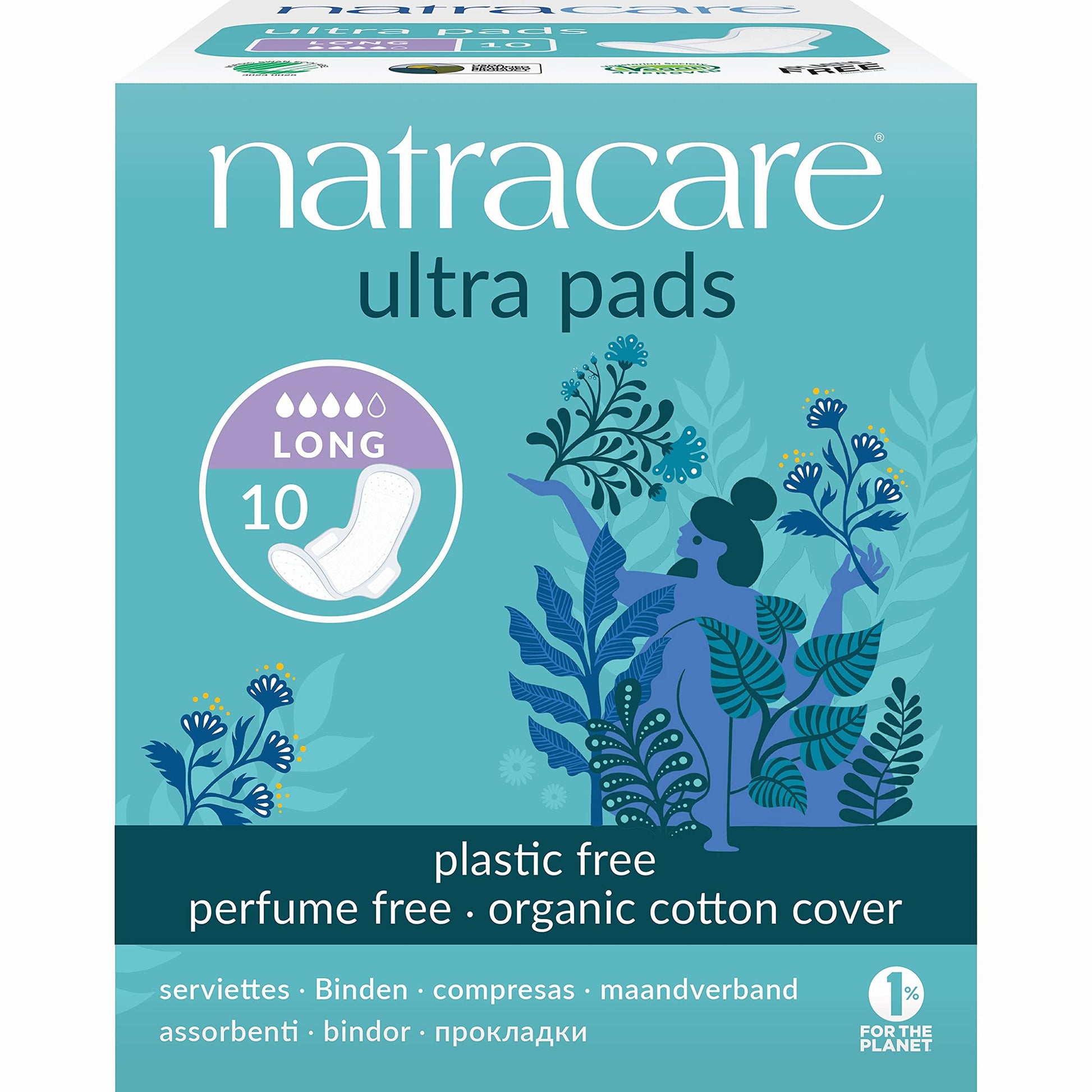 Natracare Slim Fitting Ultra Pads with Wings, Long, Made with Certified Organic Cotton NATRACARE uk supplements