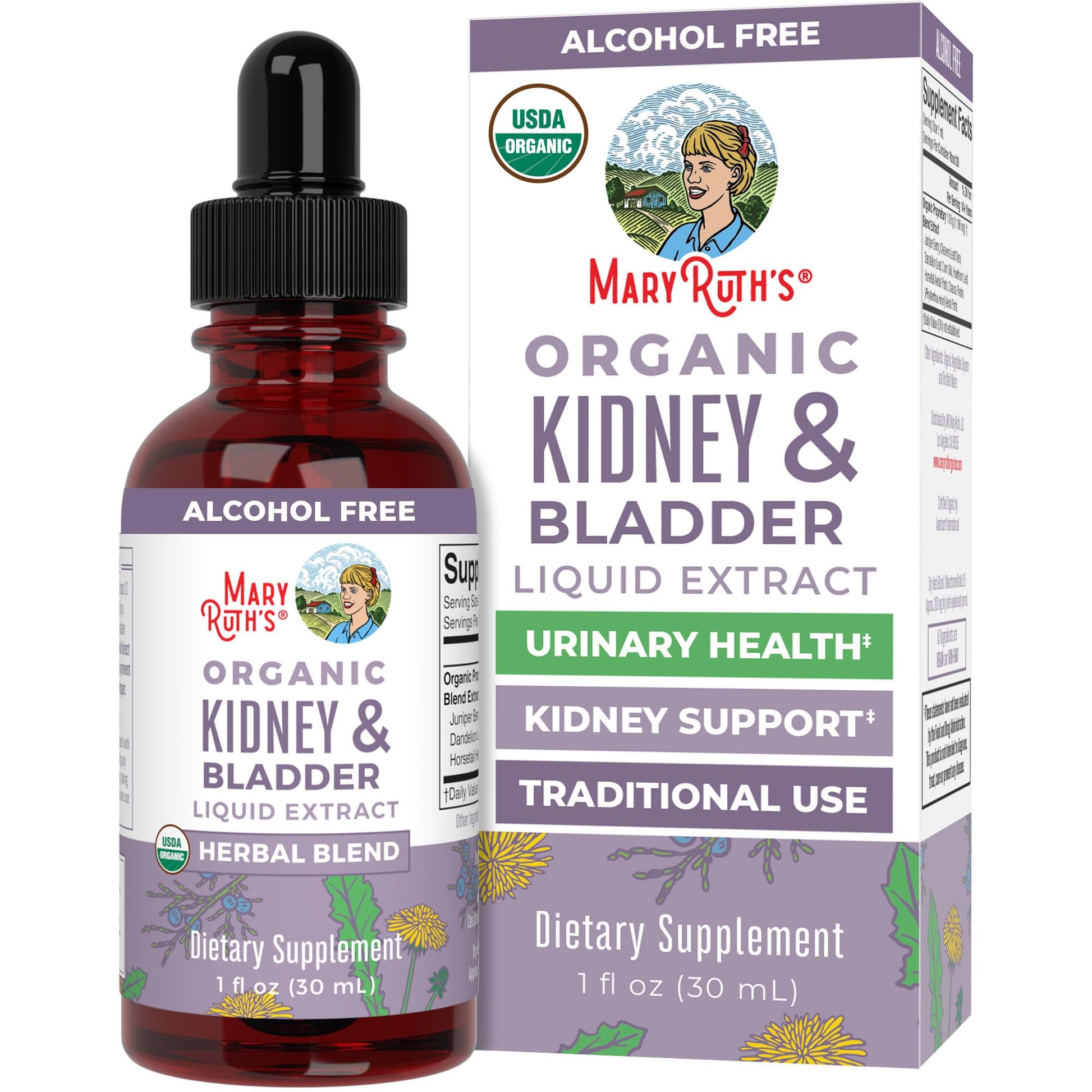 MaryRuth Organics Herbal Supplement Drops | Support Renal & Urinary Systems | Juniper Berry | Cleavers | Dandelion | Hawthorn | Horsetail & Chanca Piedra | Vegan | Non-GMO | 1 Fl Oz MARYRUTH'S uk supplements