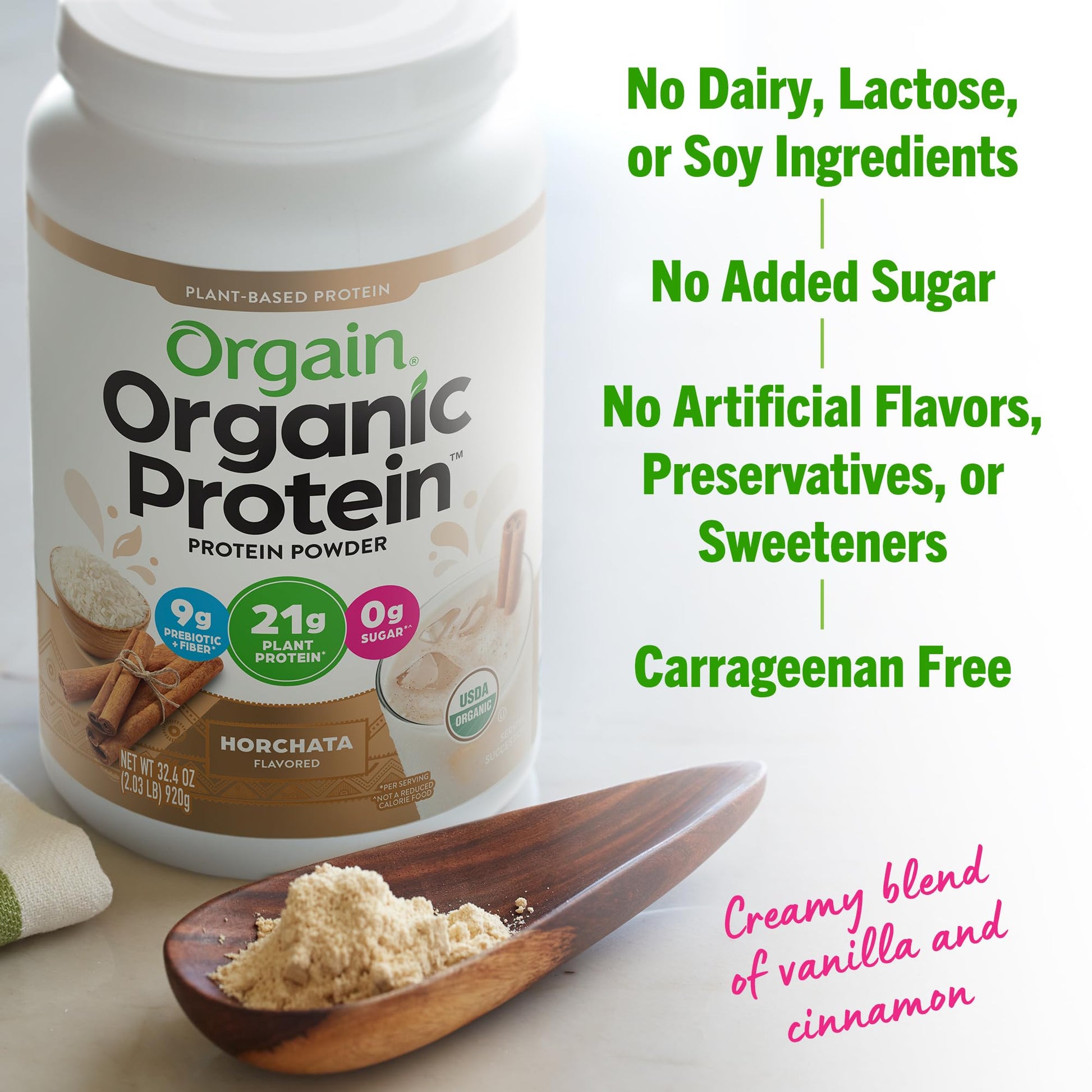 Orgain Organic Vegan Protein Powder, Horchata - 21g of Plant Based Protein, Low Net Orgain uk supplements