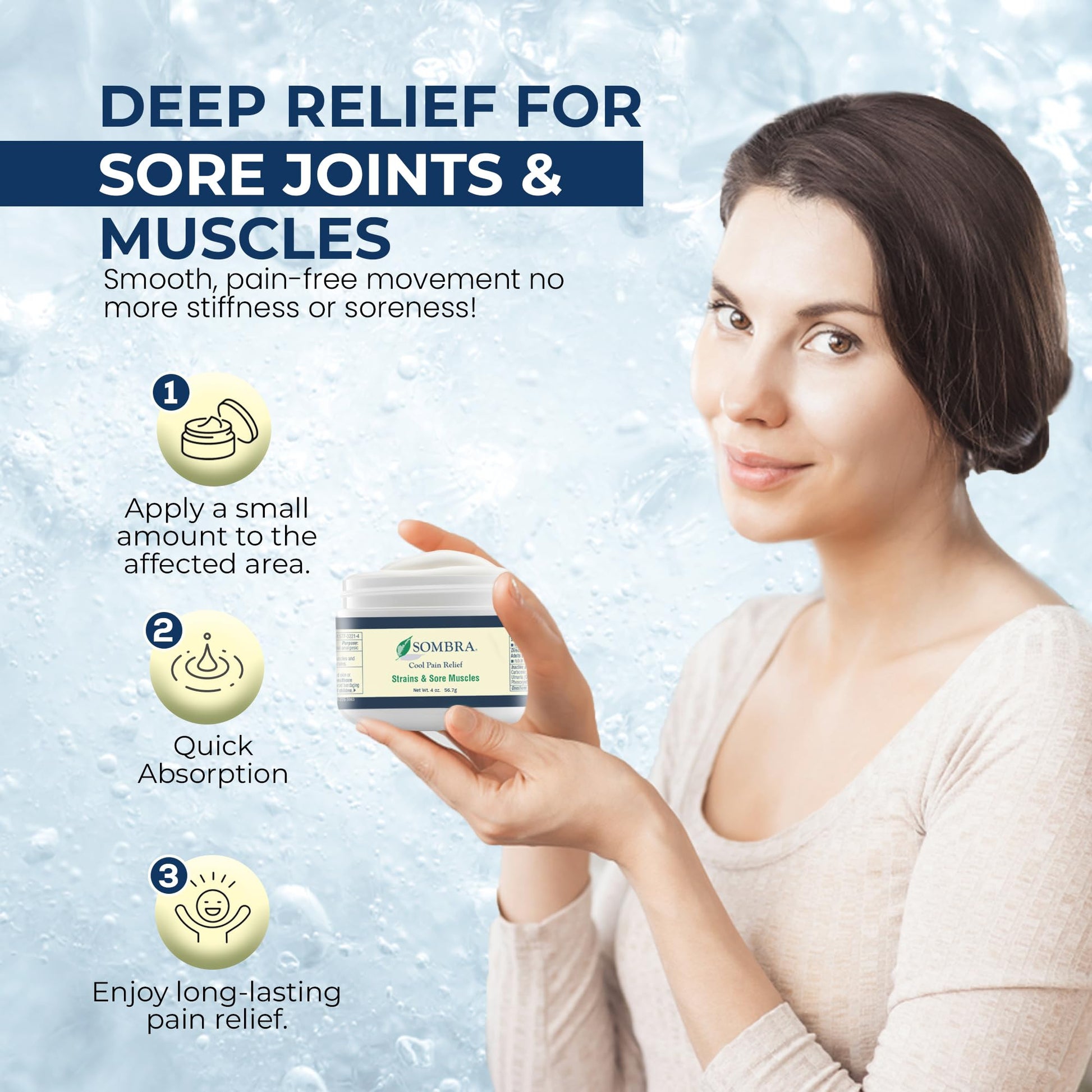 Sombra Original Cool Therapy Gel Cold Pain Relief for Swelling, Growing Pains, Soreness, Post-Workout, Vegan Formula Free of Artificial Fragrances, Dyes, NSAID, Wax, Petroleum, Alcohol - 4oz Jar Sombra uk supplements