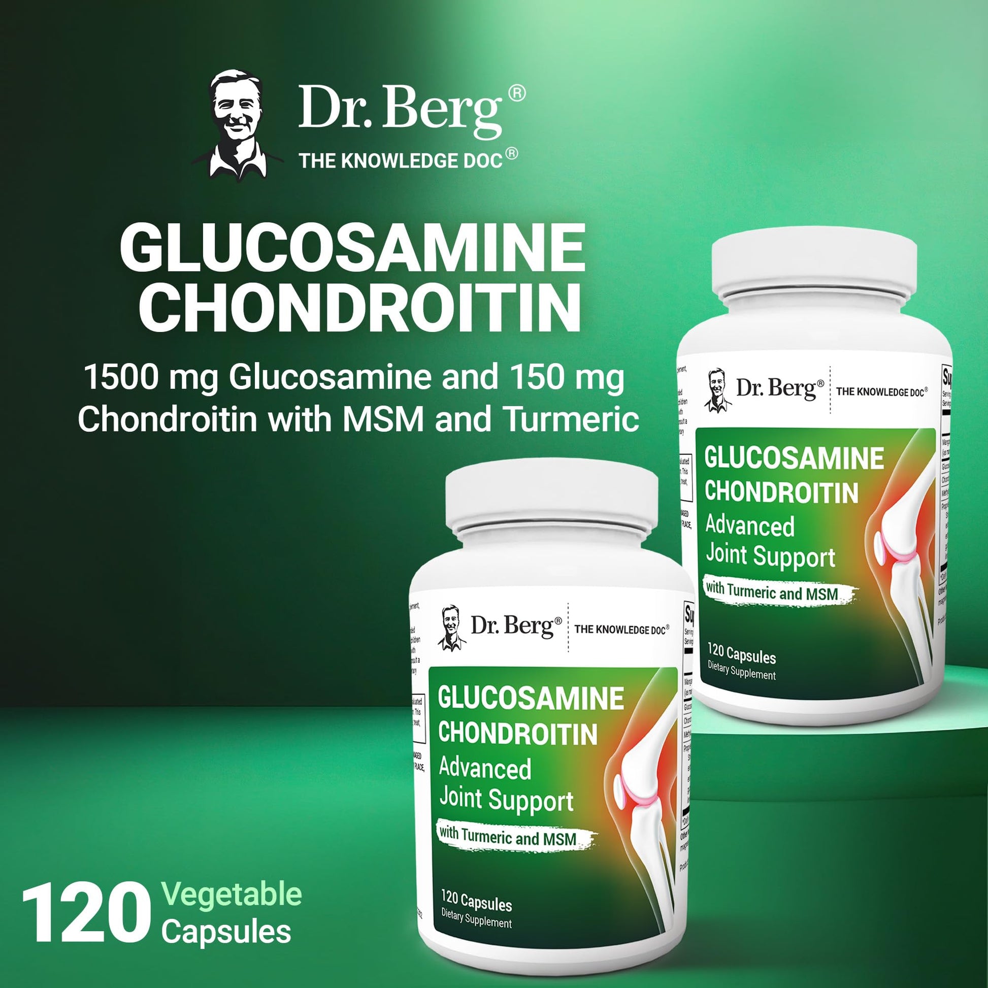 Dr. Berg Glucosamine Chondroitin MSM Turmeric & Boswellia - Advanced Joint Support Supplement with 1500 mg Glucosamine Sulfate - Includes 120 Capsules Dr. Berg Nutritionals uk supplements