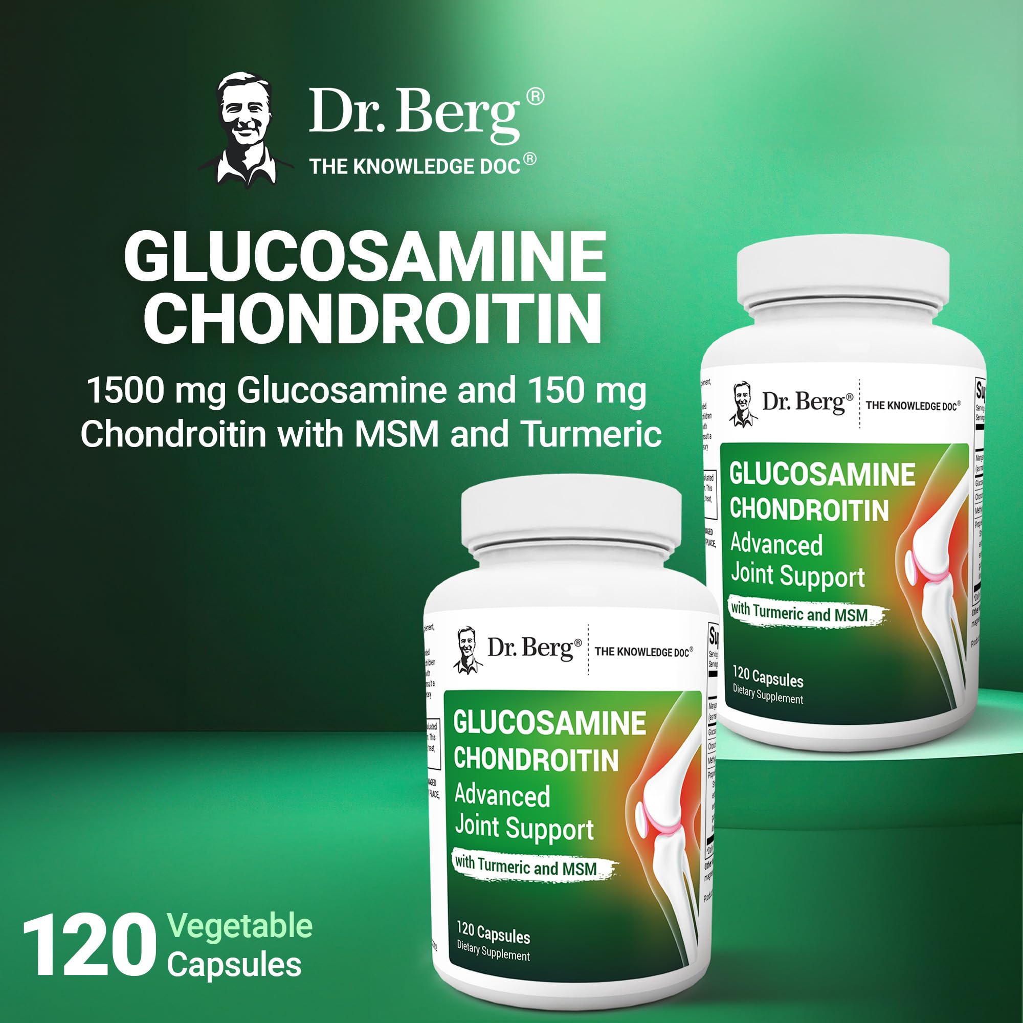 Dr. Berg Glucosamine Chondroitin MSM Turmeric & Boswellia - Advanced Joint Support Supplement with 1500 mg Glucosamine Sulfate - Includes 120 Capsules Dr. Berg Nutritionals uk supplements