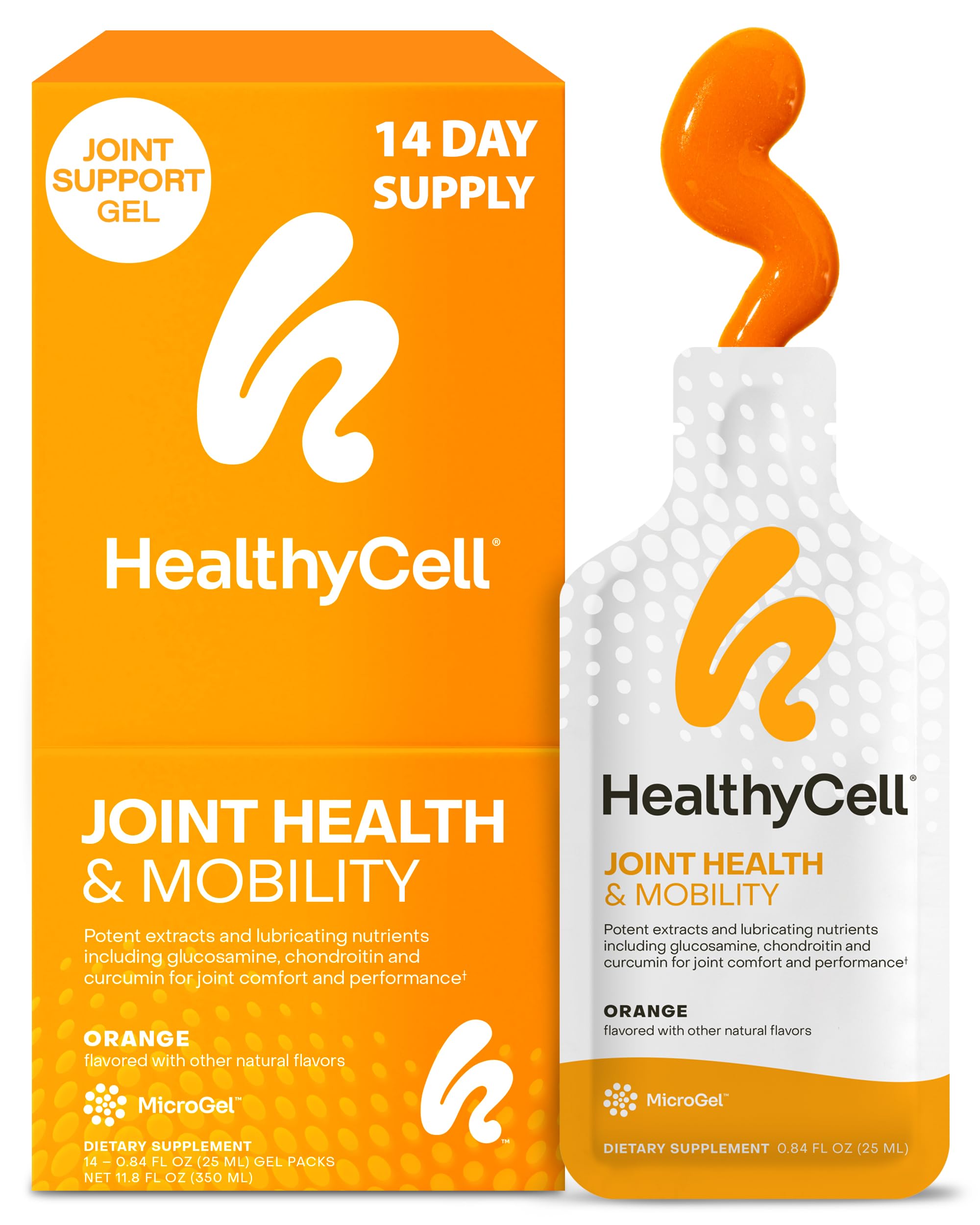 Healthycell Joint Health & Mobility Daily Liquid Supplement - Joint Support Supplement, Inflammation Response, Cartilage & Flexibility with Curcumin, Glucosamine & Chondroitin - 14 Gel Packs Healthycell uk supplements