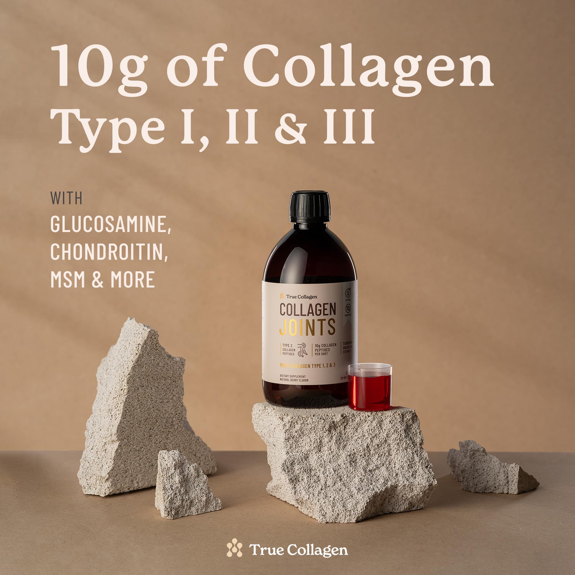 True Collagen Joints | 10,000 mg Hydrolyzed Collagen Liquid Supplement - 500 ml, 20 Day Supply | Glucosamine, MSM and Chondroitin for Healthy Joints | Fat-Free, Sugar-Free, 100% Natural Berry Flavor True Collagen uk supplements