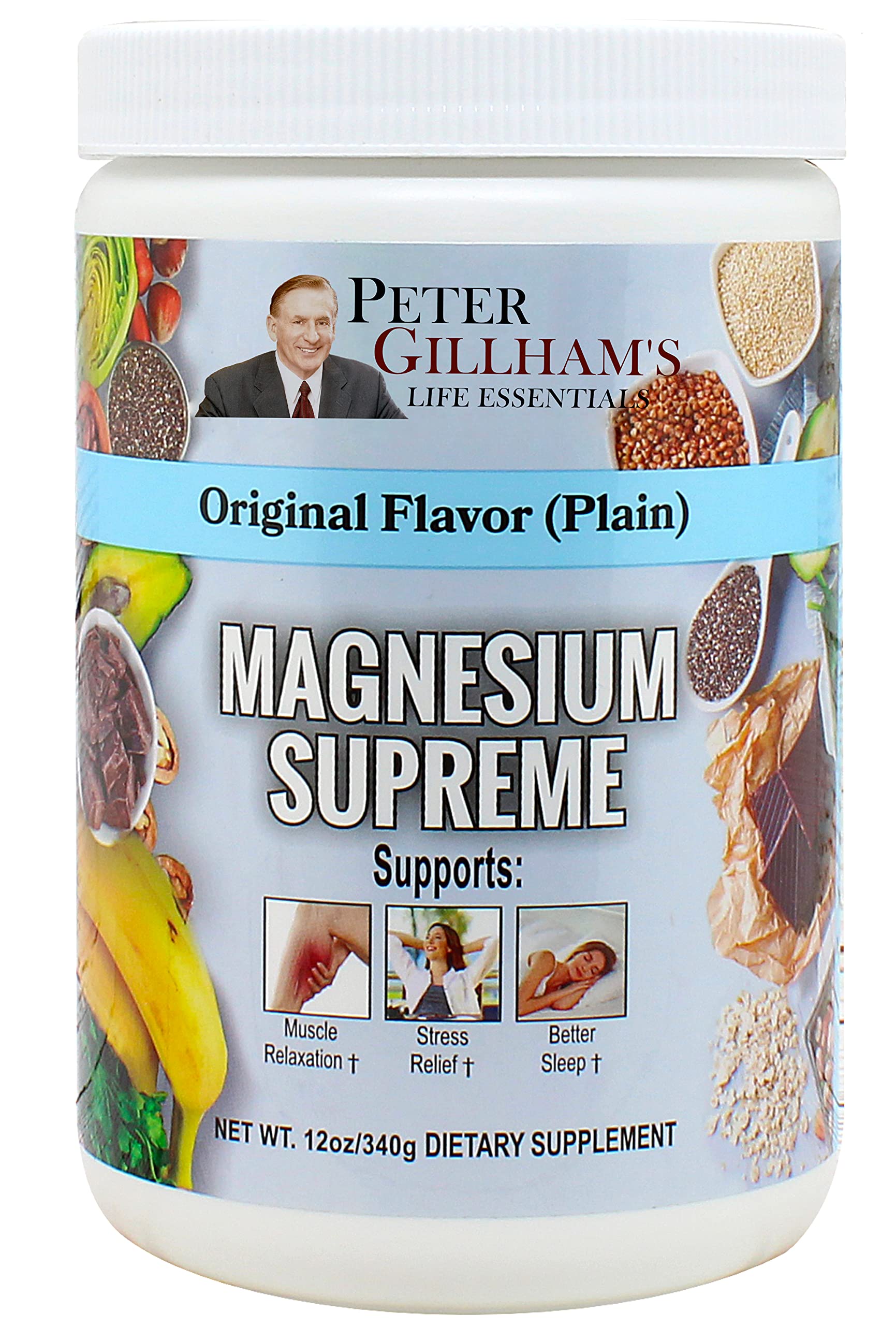 Magnesium Supreme (Original Plain Unflavored) Better Sleep, Relaxation Natural Magnesium Supplement, Non-GMO, Gluten Free, Vegan Formula. 12oz 75 Servings Peter's Choice uk supplements