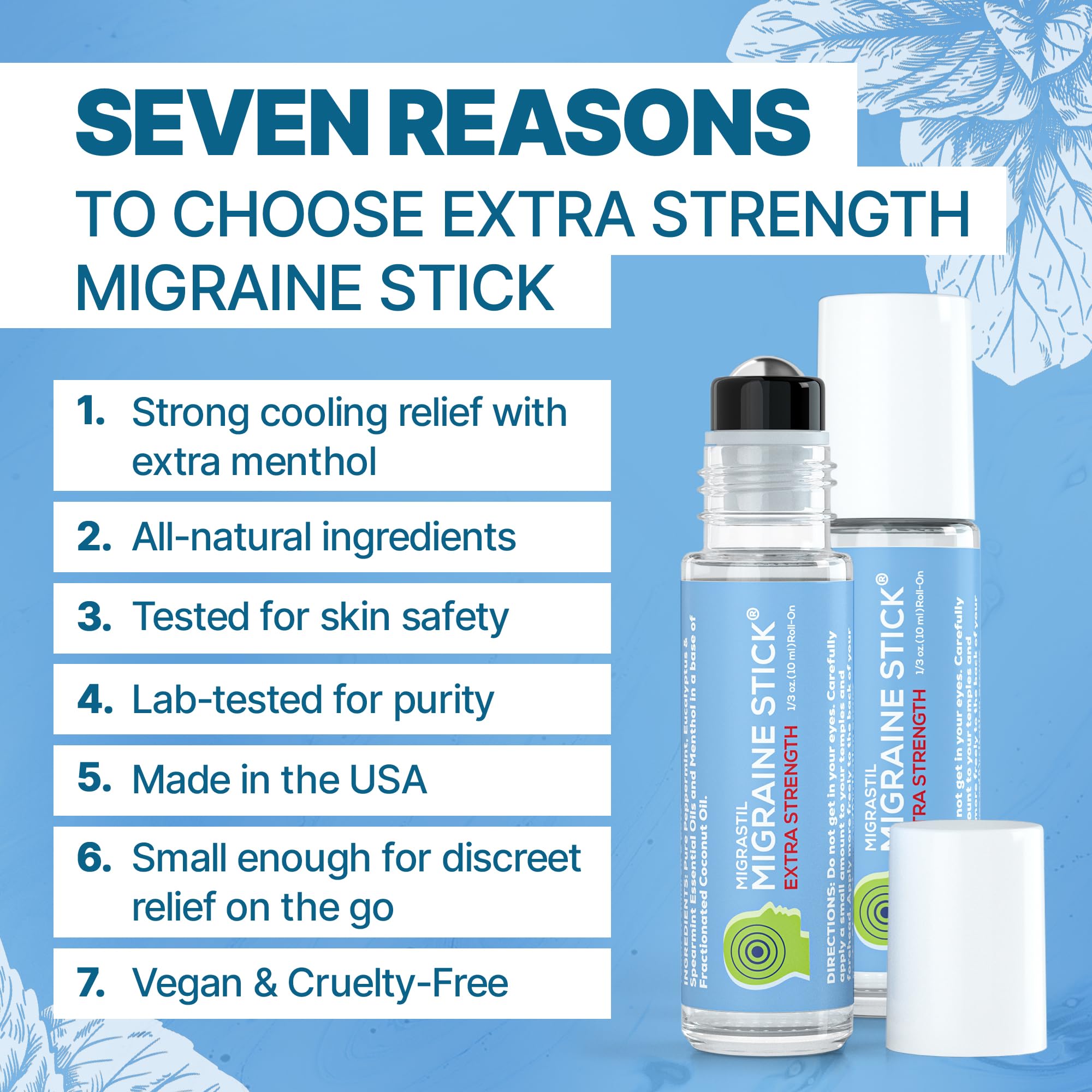 Basic Vigor Migrastil Extra Strength Migraine Stick Advanced Formula, Strong Aromatherapy Roll On Includes Menthol, Essential Oils, No Lavender, Made in The USA. Basic Vigor uk supplements