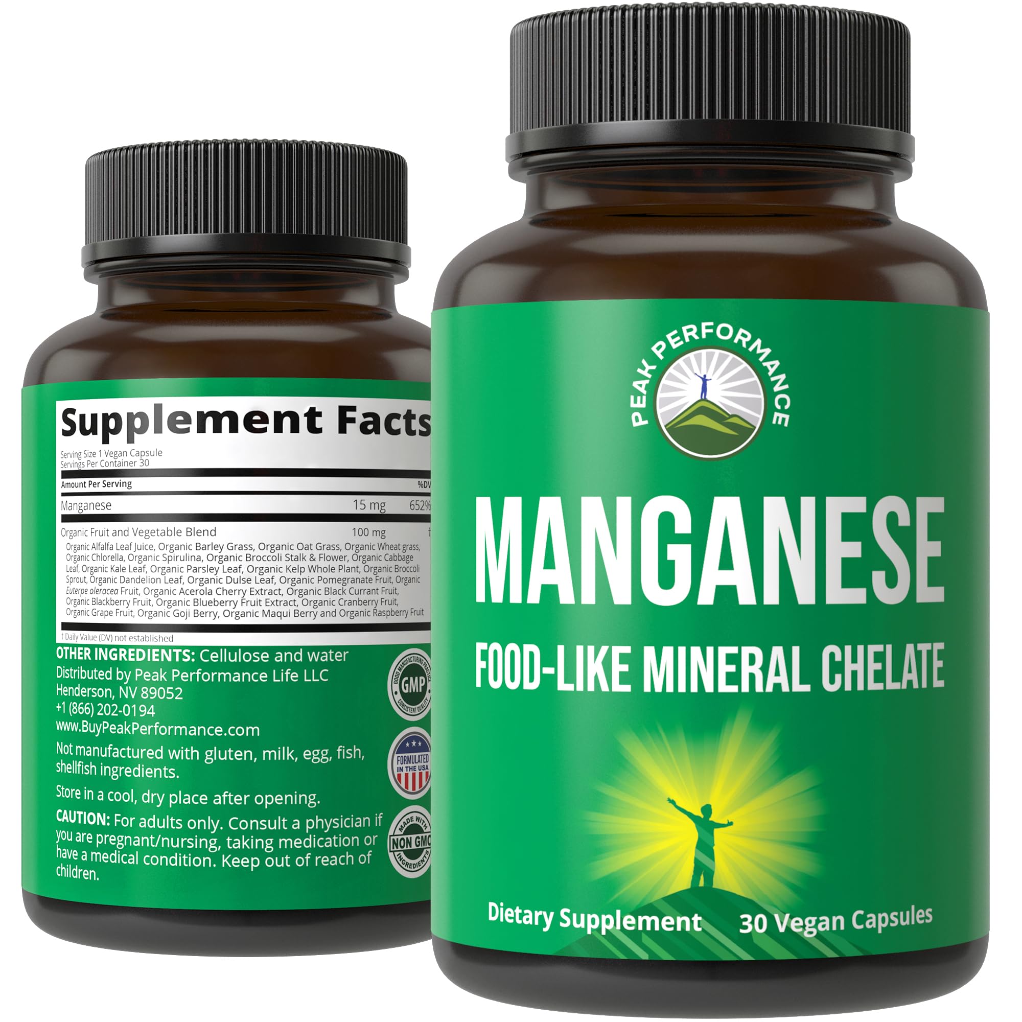 Manganese Supplement Food Like Mineral Chelated for Superior Absorption with Whole Food Blend of 25+ Fruits & Vegetables. Pure Trace Mineral Capsules for Connective Tissue, Bone Health, Enzyme Support Peak Performance uk supplements