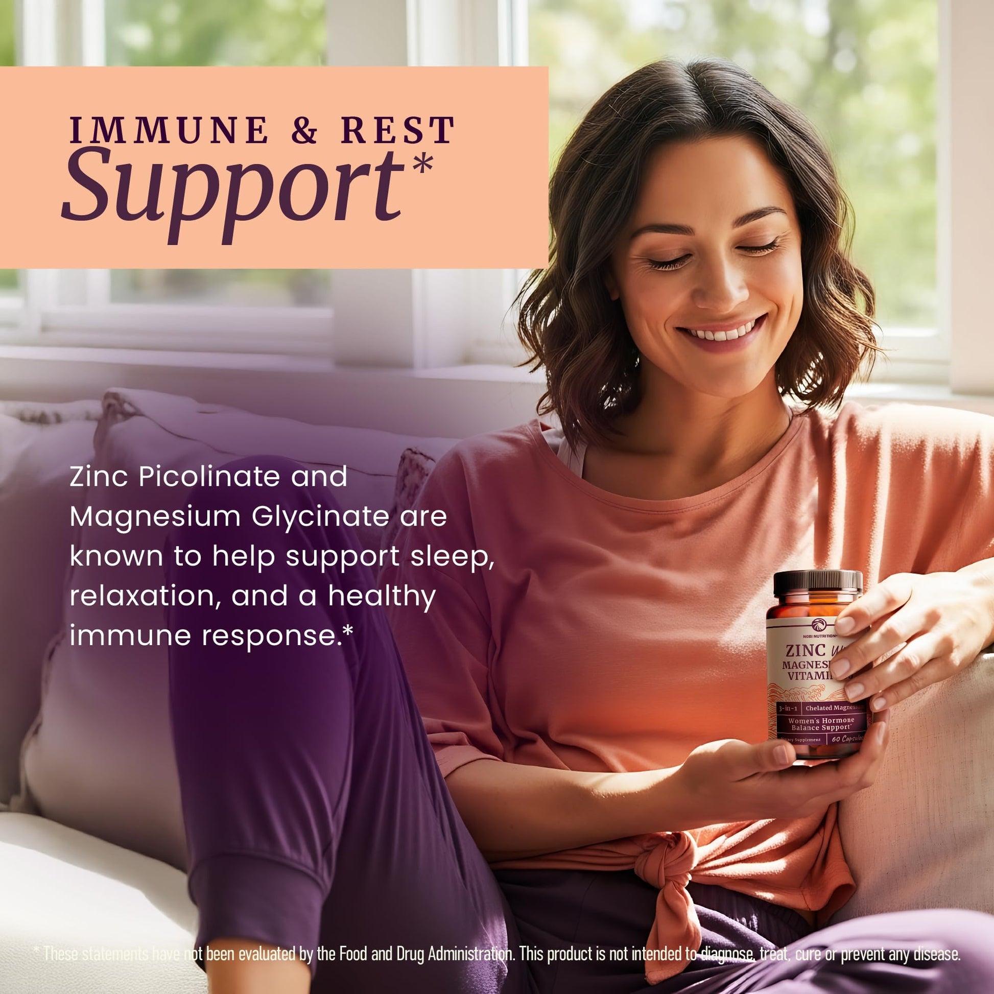 Zinc and Magnesium Supplement with Vitamin B6 | Women’s Hormone Balance, Menstrual Cycle & Immune Support | High Absorption Chelated Magnesium Glycinate with Zinc Picolinate and VIT B6 | 60 Ct Nobi Nutrition uk supplements