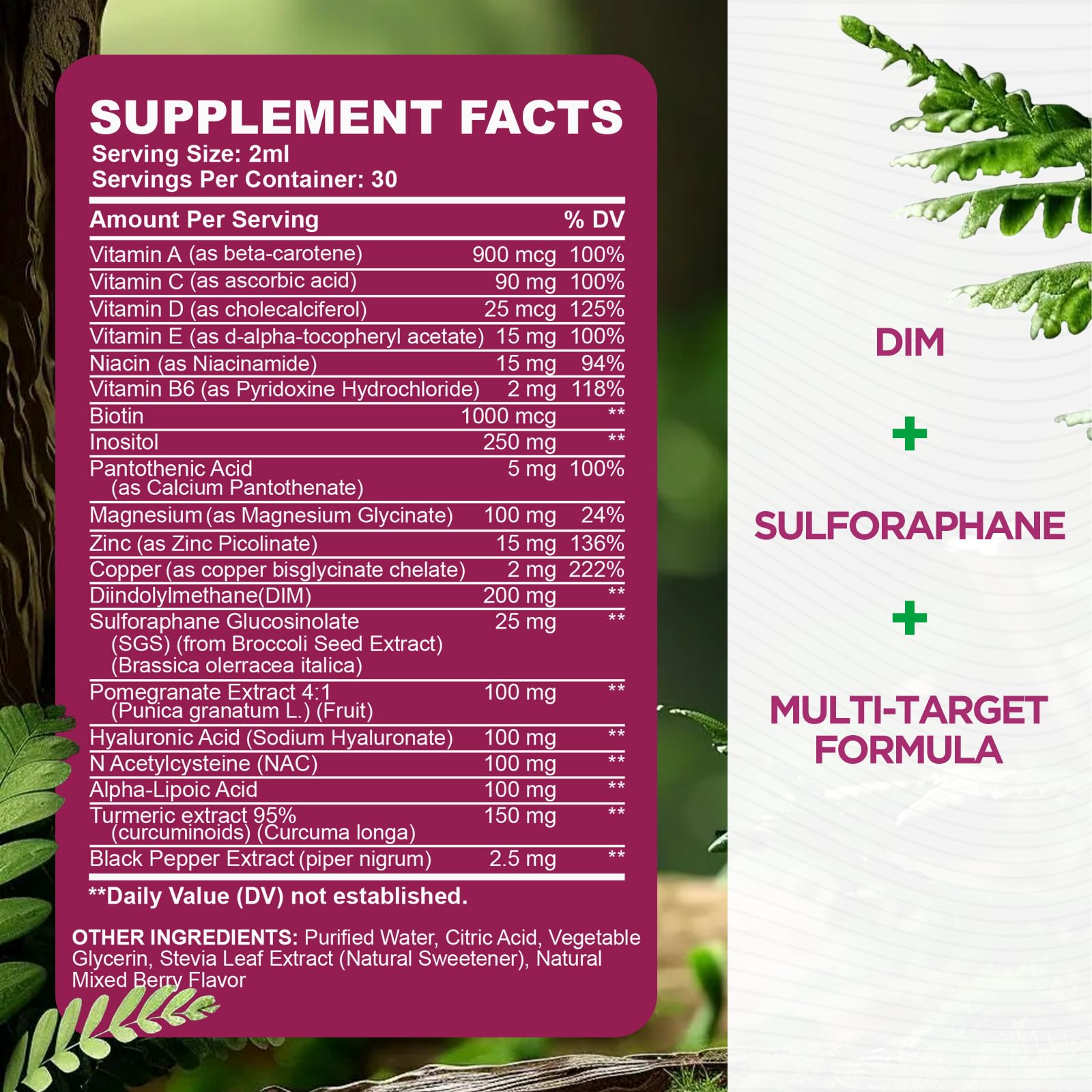 DIM Liquid Drops Supplement Women – Hormone Harmony for Women & Acne Supplements with Multivitamins, Inositol, Sulforaphane - Hormone Balance, Clear Skin & Mood Support, Mixed Berry Flavor 2 Fl Oz CFILIHTC uk supplements