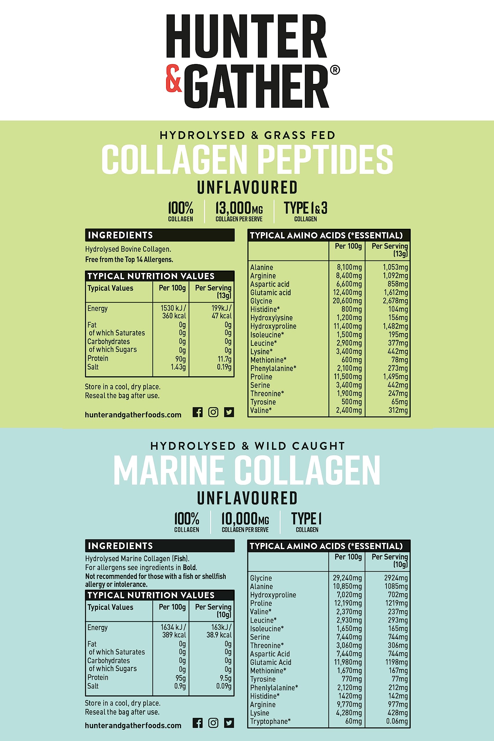 Hunter & Gather Collagen Powder Bundle | Hydrolysed Grass-Fed Bovine Collagen Hunter & Gather uk supplements
