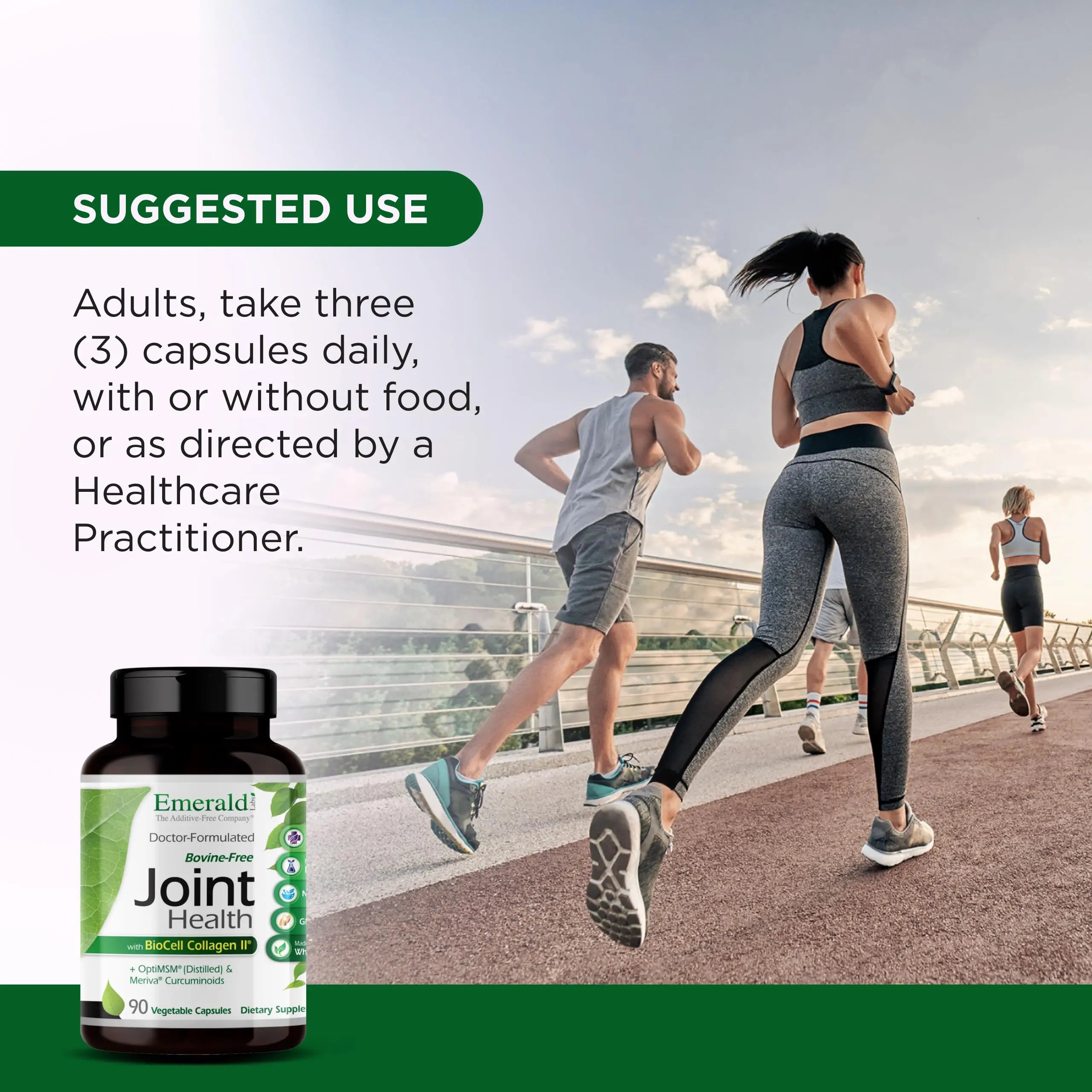EMERALD LABS Joint Health - Biocell II Collagen, OptiMSM, Glucosamine, Meriva Turmeric Curcuminoids & More - Joint Health, Mobility & Flexibility Support* - 90 Vegetable Capsules (30-Day Supply) EMERALD LABS uk supplements