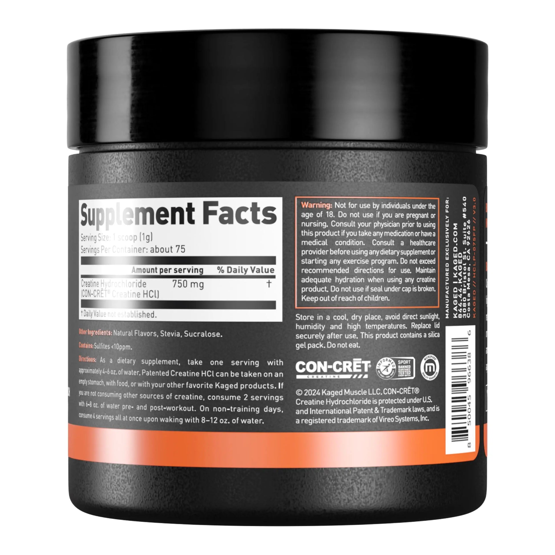 Kaged Creatine HCl Powder | 7X Concentrated vs Mono | Muscle Building & Recovery | High Absorption | No Bloating | Creatine for Men & Women Kaged uk supplements