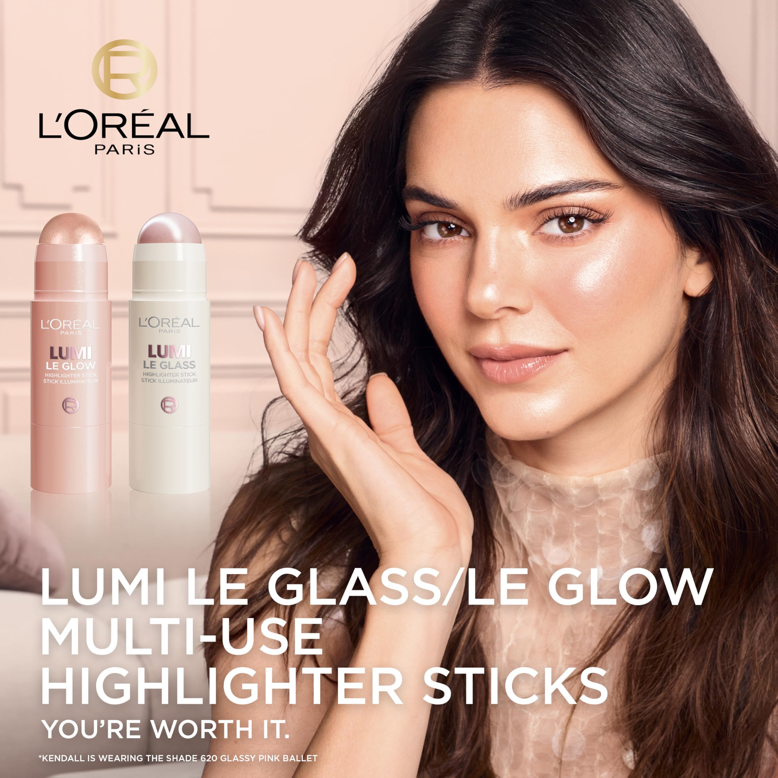 L'Oreal Paris True Match Lumi Le Glass Highlighter Stick, Reflective, Translucent, Glassy Highlighter for Face and Body, 620 Pink Ballet, 0.17 Oz L'Oreal Paris uk supplements
