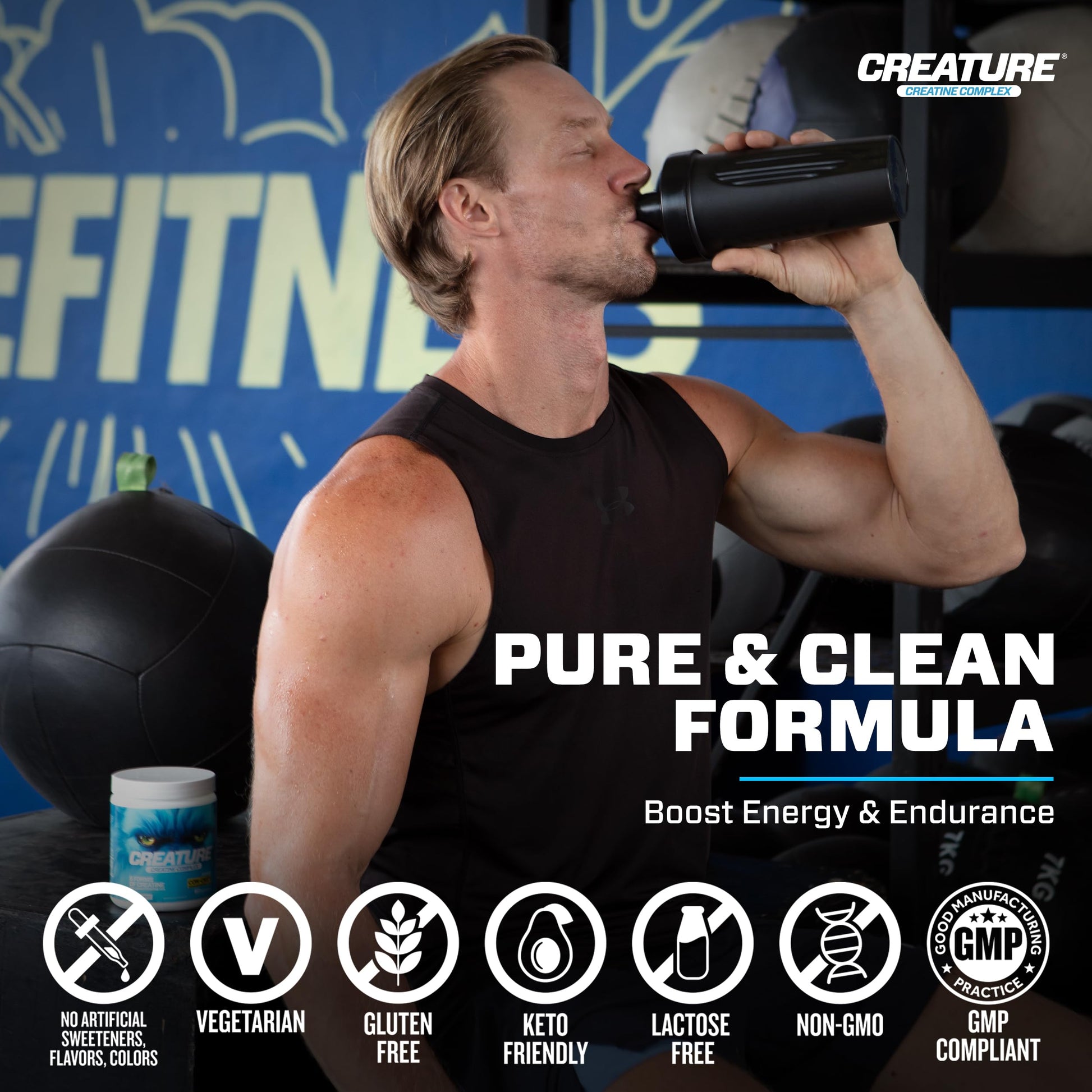 CREATURE® Creatine Complex - Creatine Monohydrate Powder with 5 Types of Creatine Including Con-Crēt® Creatine HCL, Promotes Muscle, Strength, Endurance, Brain Health, Unflavored, 300g 60 Servings CREATURE uk supplements
