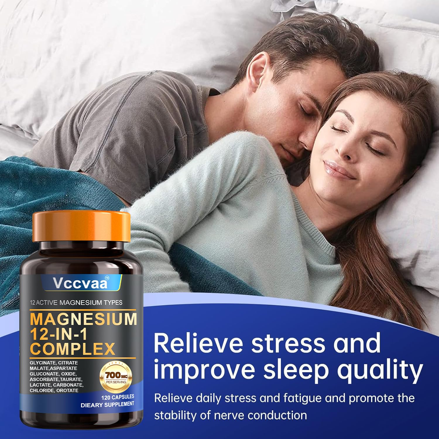 Magnesium Complex 700mg – 12-in-1 Magnesium Supplement with Glycinate, Citrate, Malate, Oxide, Taurate & More – High Absorption for Muscle, Heart, Sleep, Bone, Nerve Support –120 Capsules (1 Pack) Vccvaa uk supplements