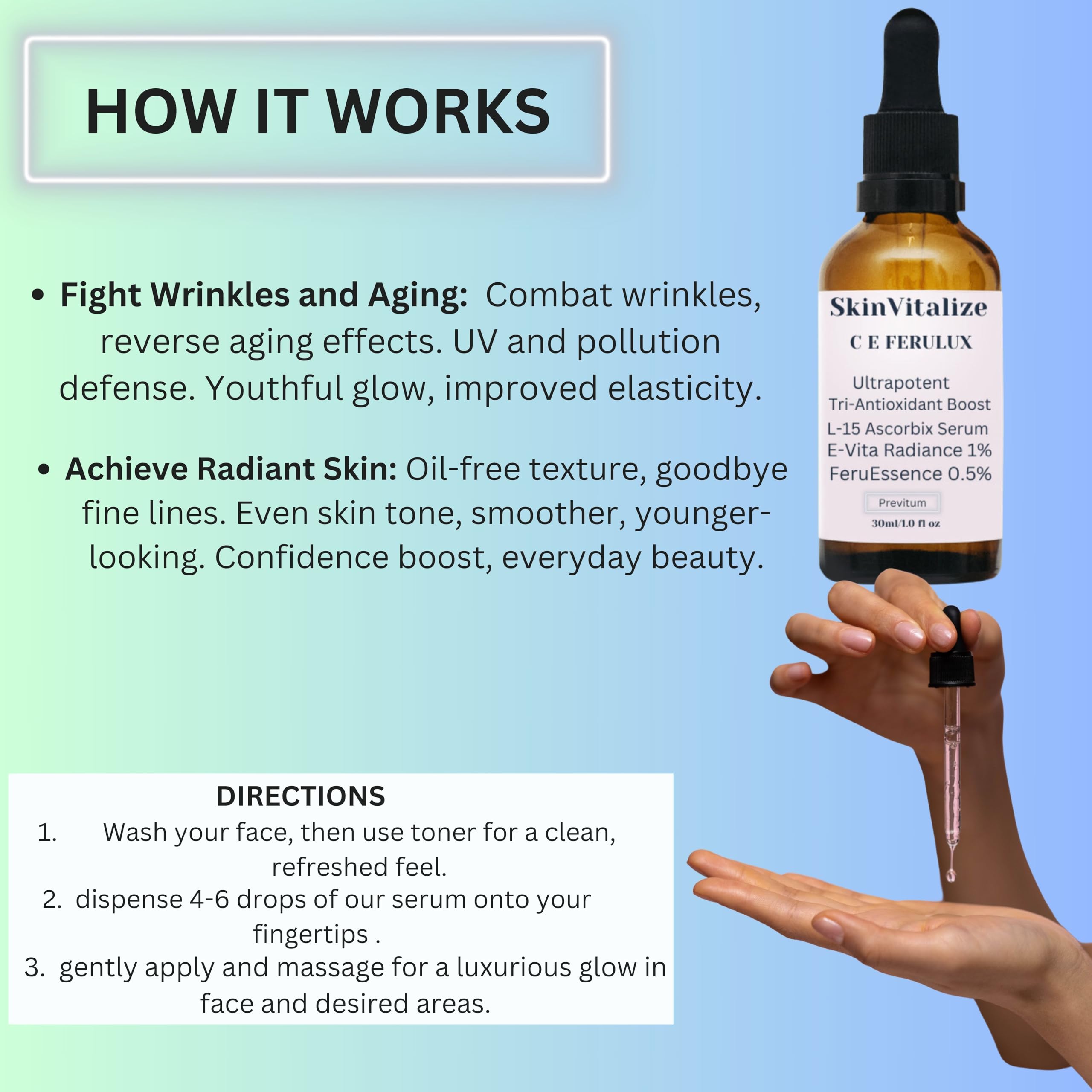 SkinVitalize C E ferulux Vitamin C Serum - 30ml: Advanced Formula for Fighting with Wrinkles Msupps.com uk supplements