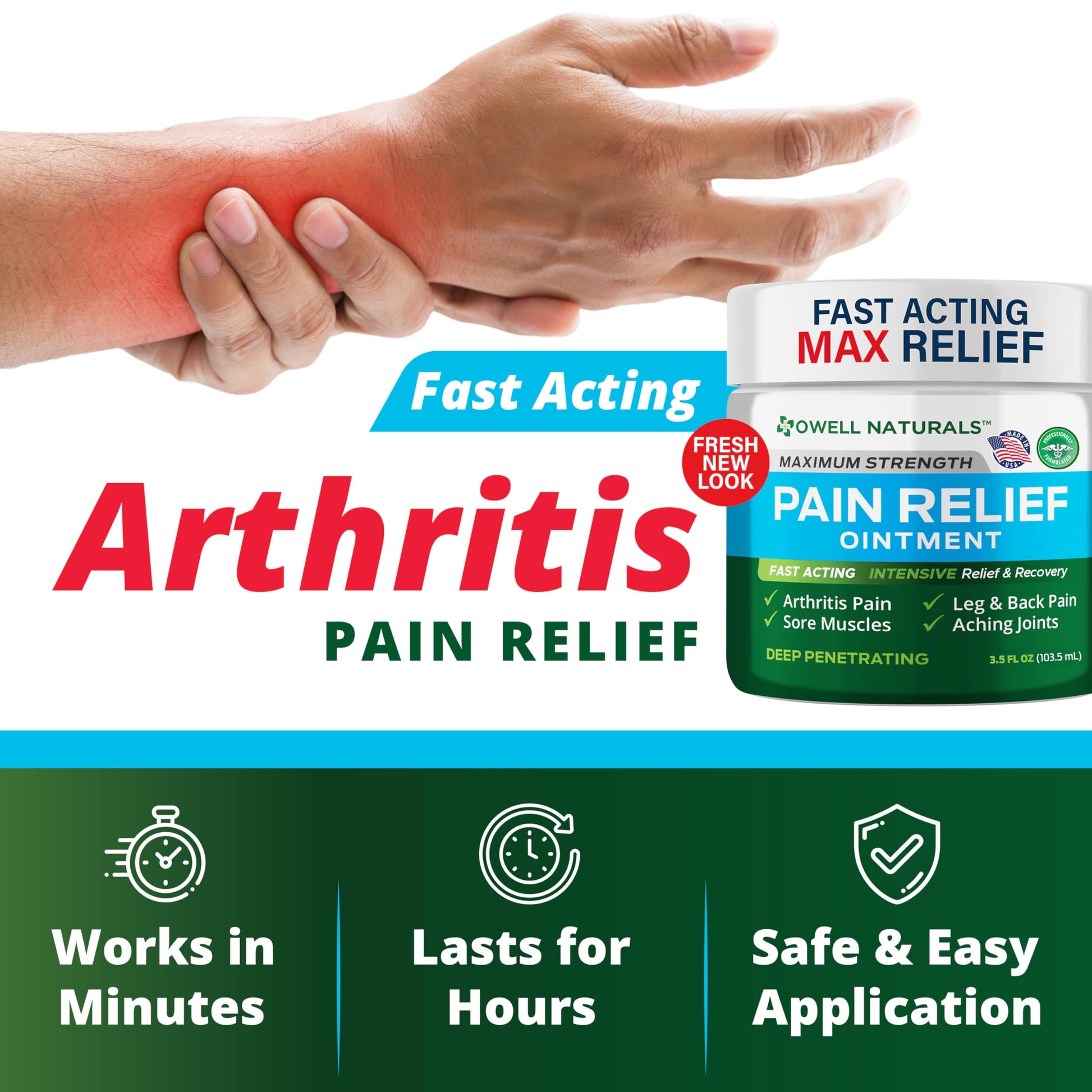 OWELL NATURALS Arthritis Pain Relief Ointment with Arnica & MSM – Deep Penetrating Joint & Muscle Therapy for Knee, Back, Sore Muscles, Legs, 3.5 oz (2 Pack) Owell Naturals uk supplements
