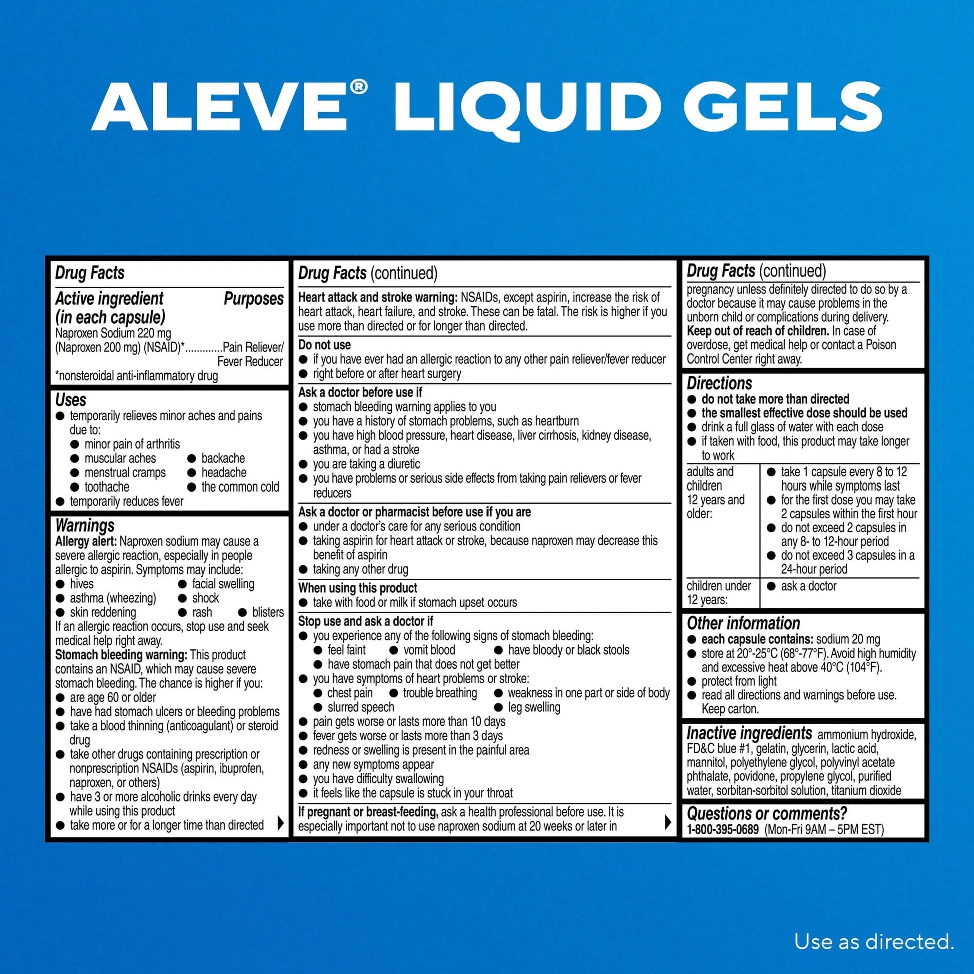 Aleve Liquid Capsules, Naproxen Sodium Capsules 220 mg (NSAID), Pain Reliever/Fever Reducer, Fast Pain Relief, 120 Count Aleve uk supplements