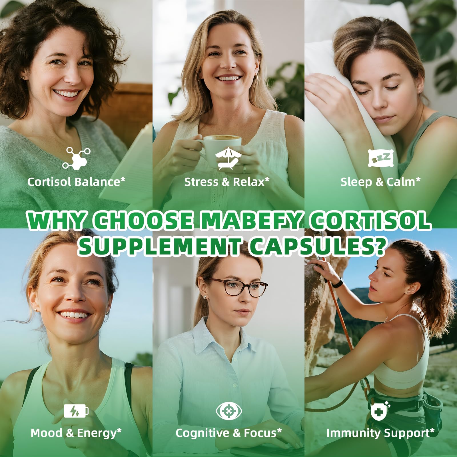 MABEFY Cortisol Supplements for Women/Men - 10 in 1 Cortisol Manager Reducer Lower Detox Balance with Magnesium, Ashwagandha, L-Theanine for Stress, Sleep, Calm, Mood Support - 60 Capsules for 30 Days MABEFY uk supplements