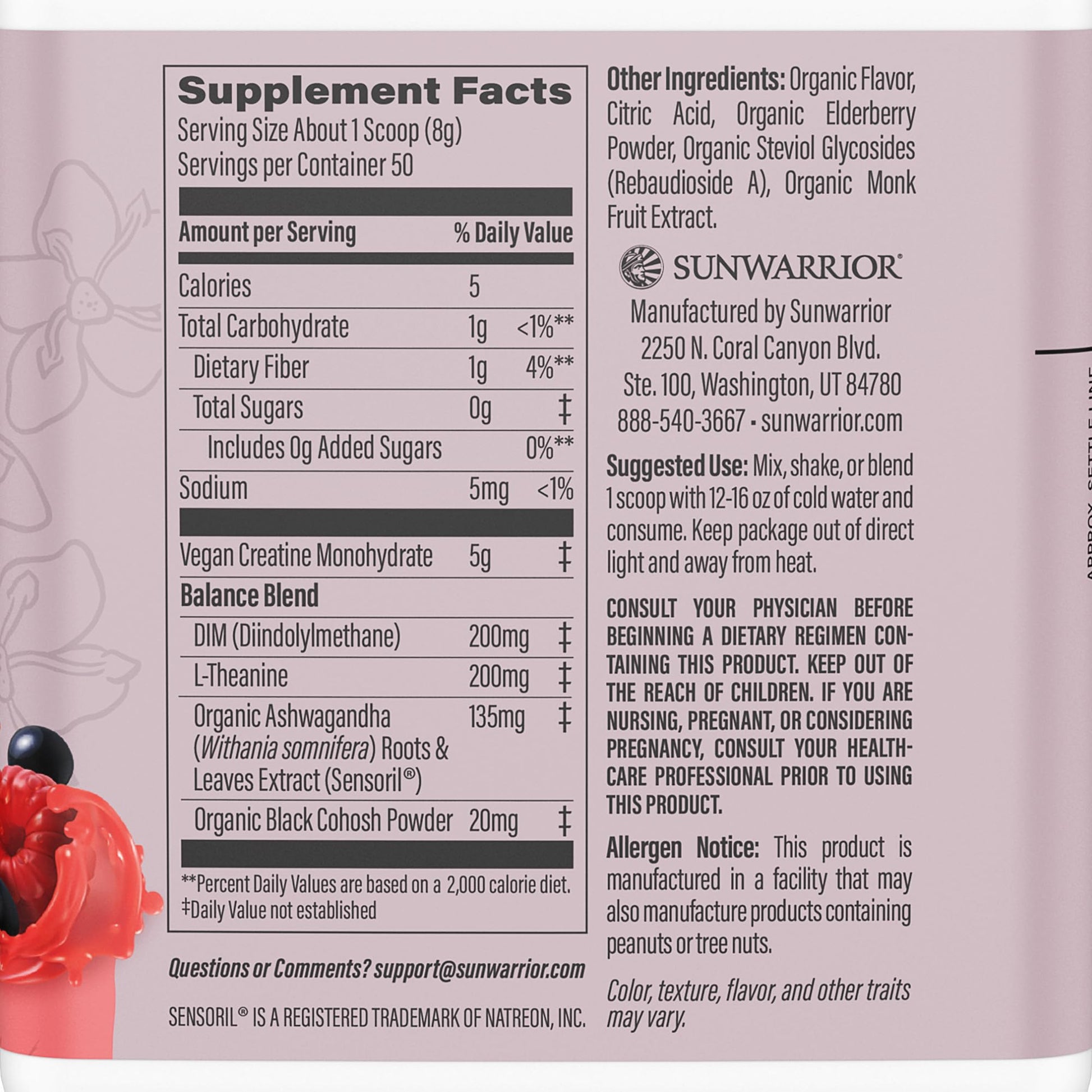 Sunwarrior Creatine for Women Monohydrate Powder Micronized Pre Workout Recovery Supplement Support Muscle Building Strength Training Cognition | Vegan and Easily Mixes 50 Servings, Raspberry Lemonade Sunwarrior uk supplements