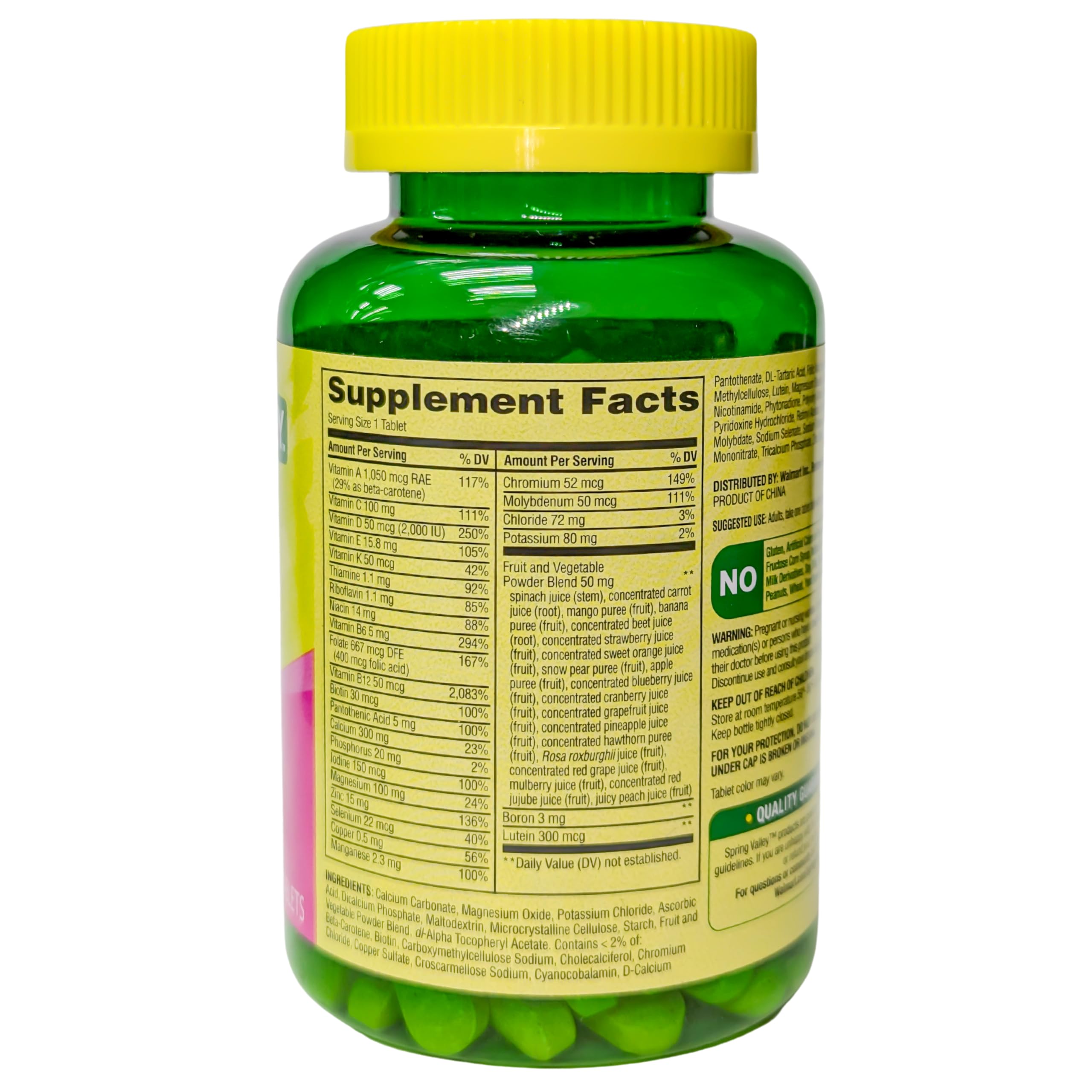 Spring Valley Women's 50+ Multi with Fruits & Vegetables Dietary Supplement 150 Tablets (One Bottle) Good Health Buena Salud uk supplements