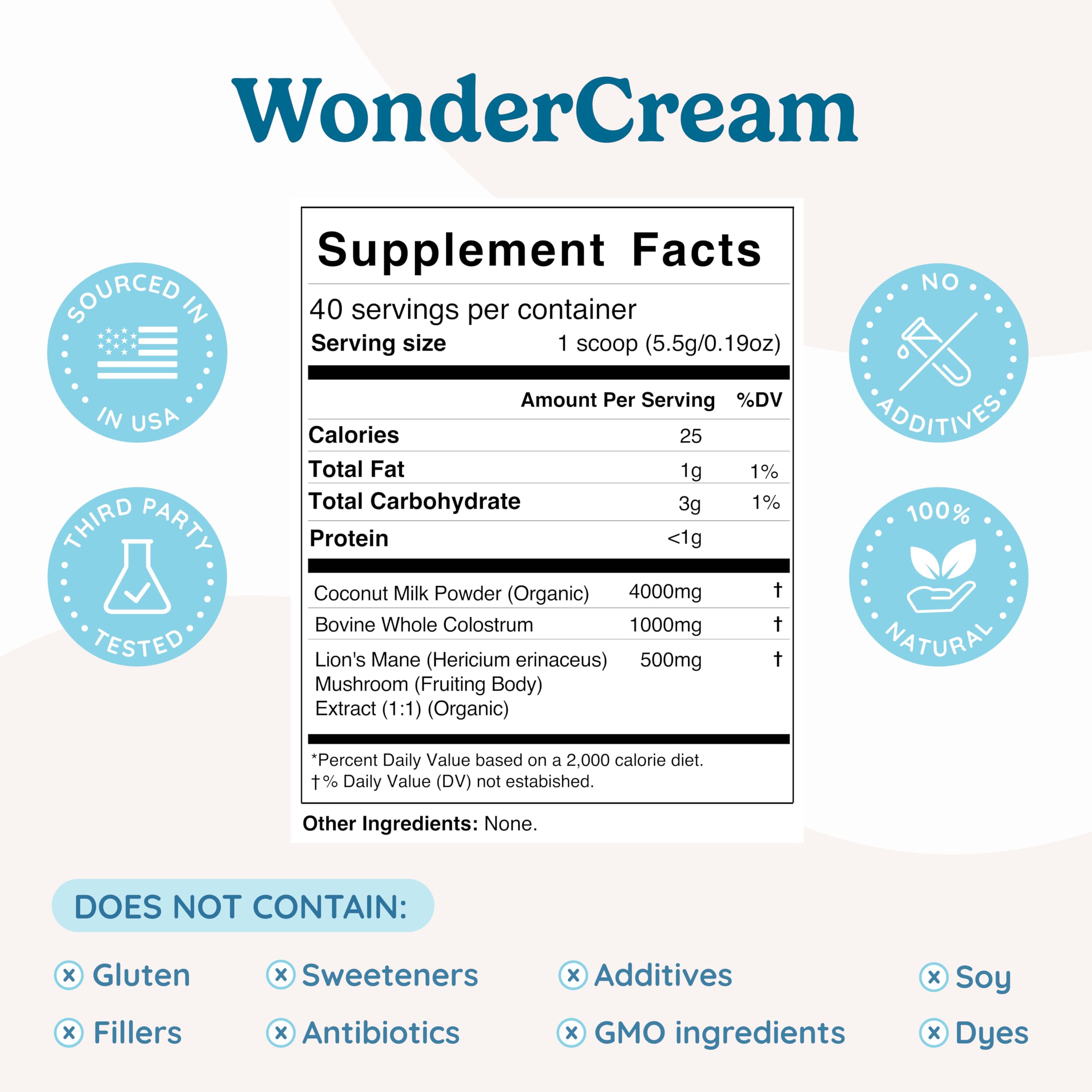 WONDERCOW Bovine Colostrum Superfood Creamer Supplement Powder w/Organic Lions Mane Mushroom & Coconut Milk Powder MCTs | Functional Sugar Free Keto Coffee, Smoothie & Drink Mix Unsweetened WONDERCOW uk supplements