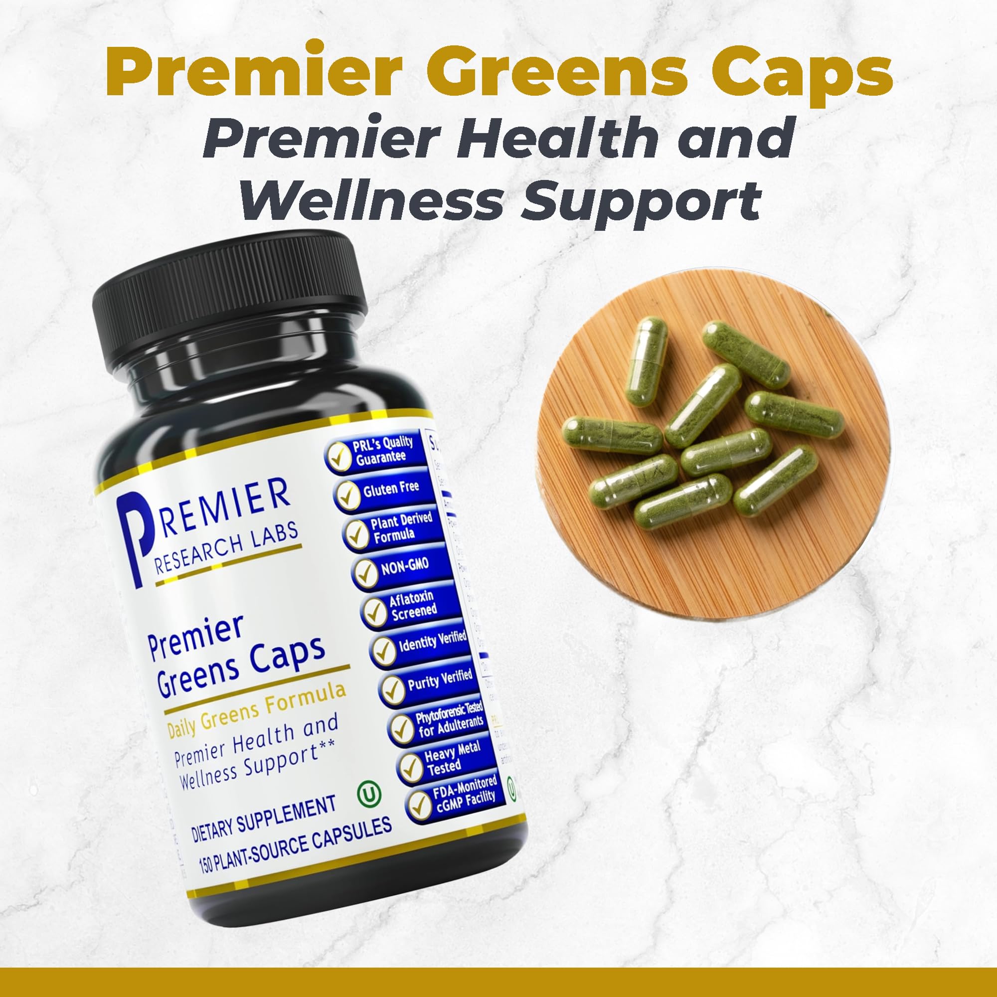 Premier Research Labs Greens Capsules - Super Greens Capsules, Greens Supplements, Super Greens Pills for Wellness, Veggie Pills with Leafy Greens, Kale, Chlorella - 150 Vegetarian Capsules Premier Research Labs uk supplements