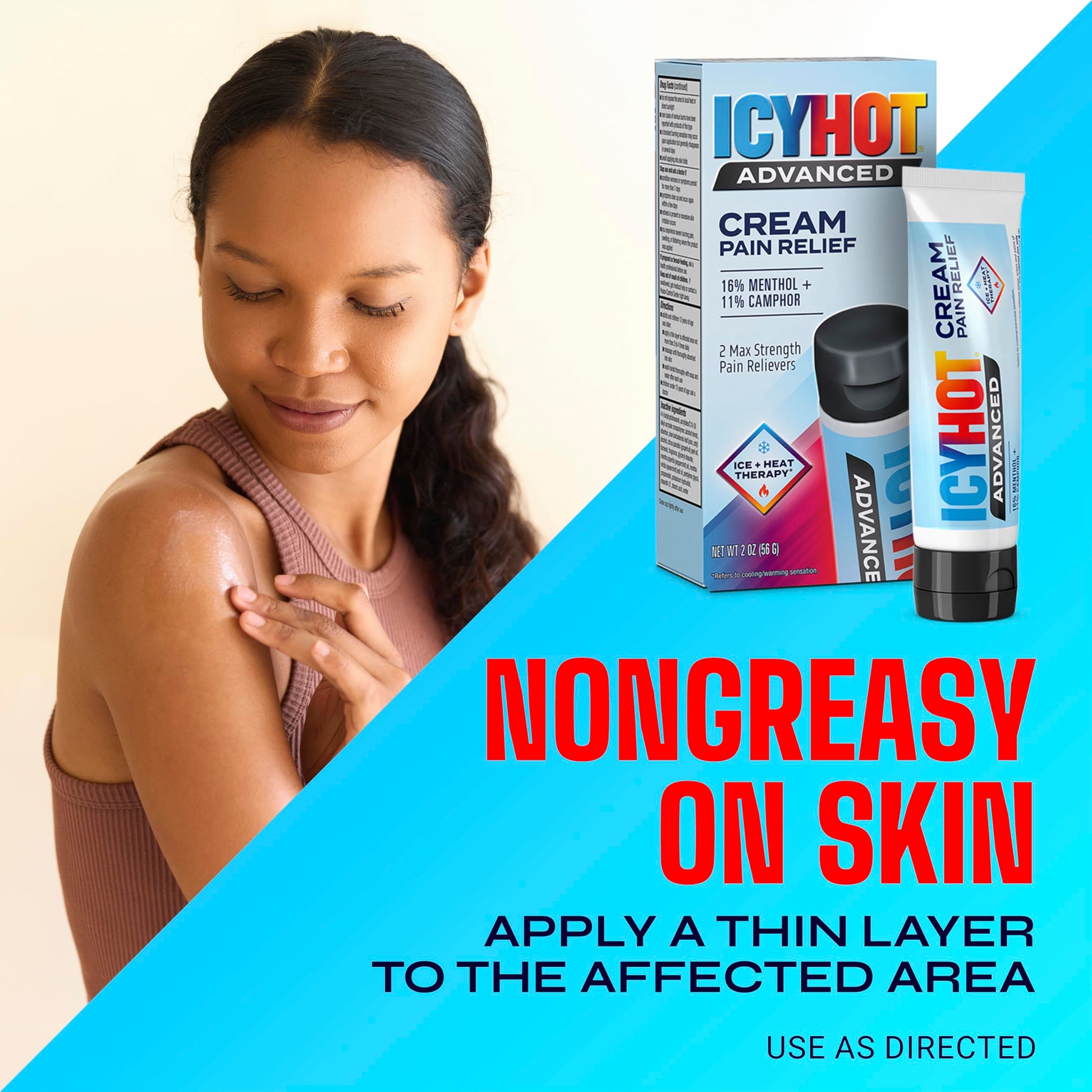 Icy Hot Advanced Pain Relief Cream, Fast-Acting, Max Strength Pain Relief with Menthol 16% and Camphor 11%, Ice and Heat Contrast Therapy for Backaches, Joints, Muscle Strains and Arthritis, 2 oz Icy Hot uk supplements
