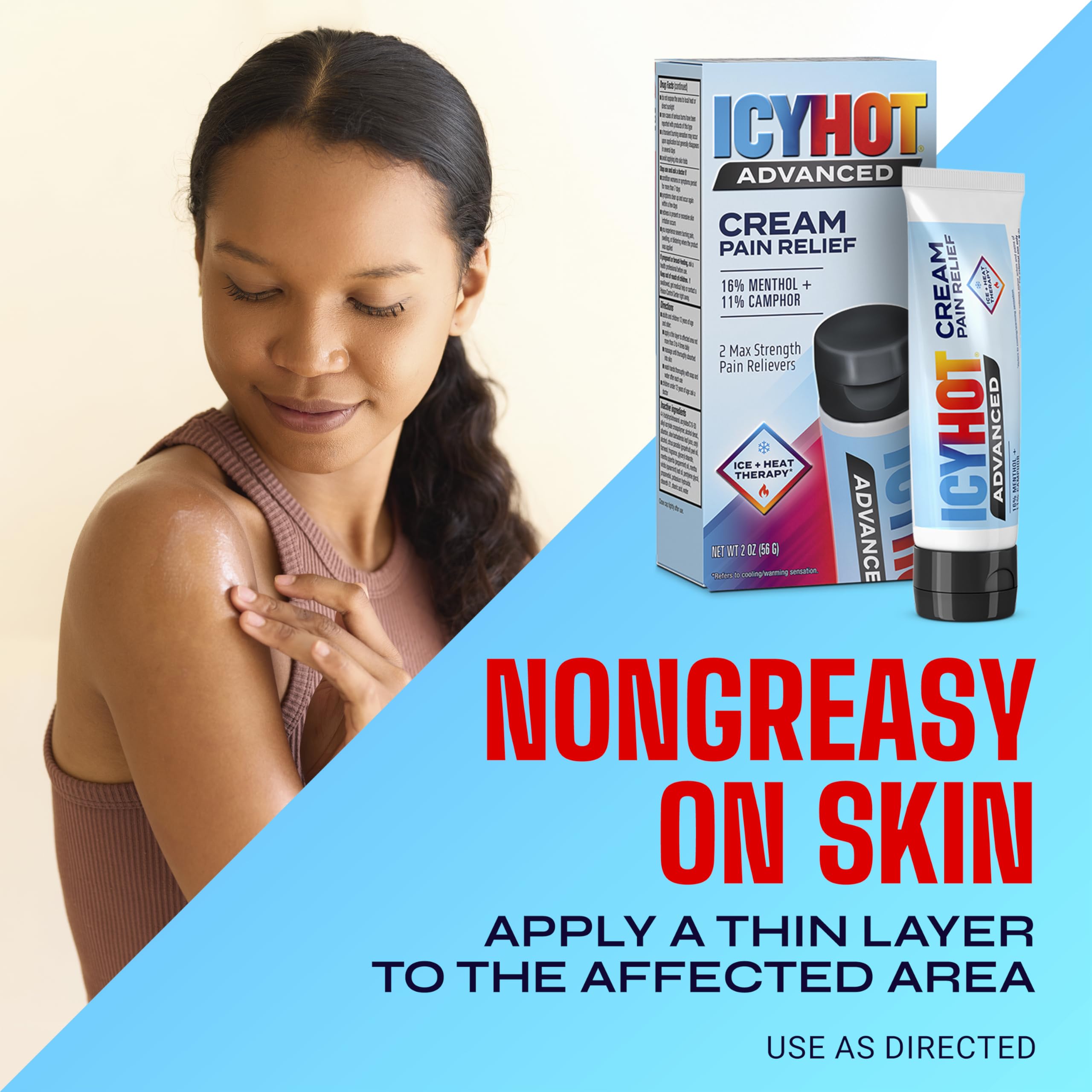 Icy Hot Advanced Pain Relief Cream, Fast-Acting, Max Strength Pain Relief with Menthol 16% and Camphor 11%, Ice and Heat Contrast Therapy for Backaches, Joints, Muscle Strains and Arthritis, 2 oz Icy Hot uk supplements