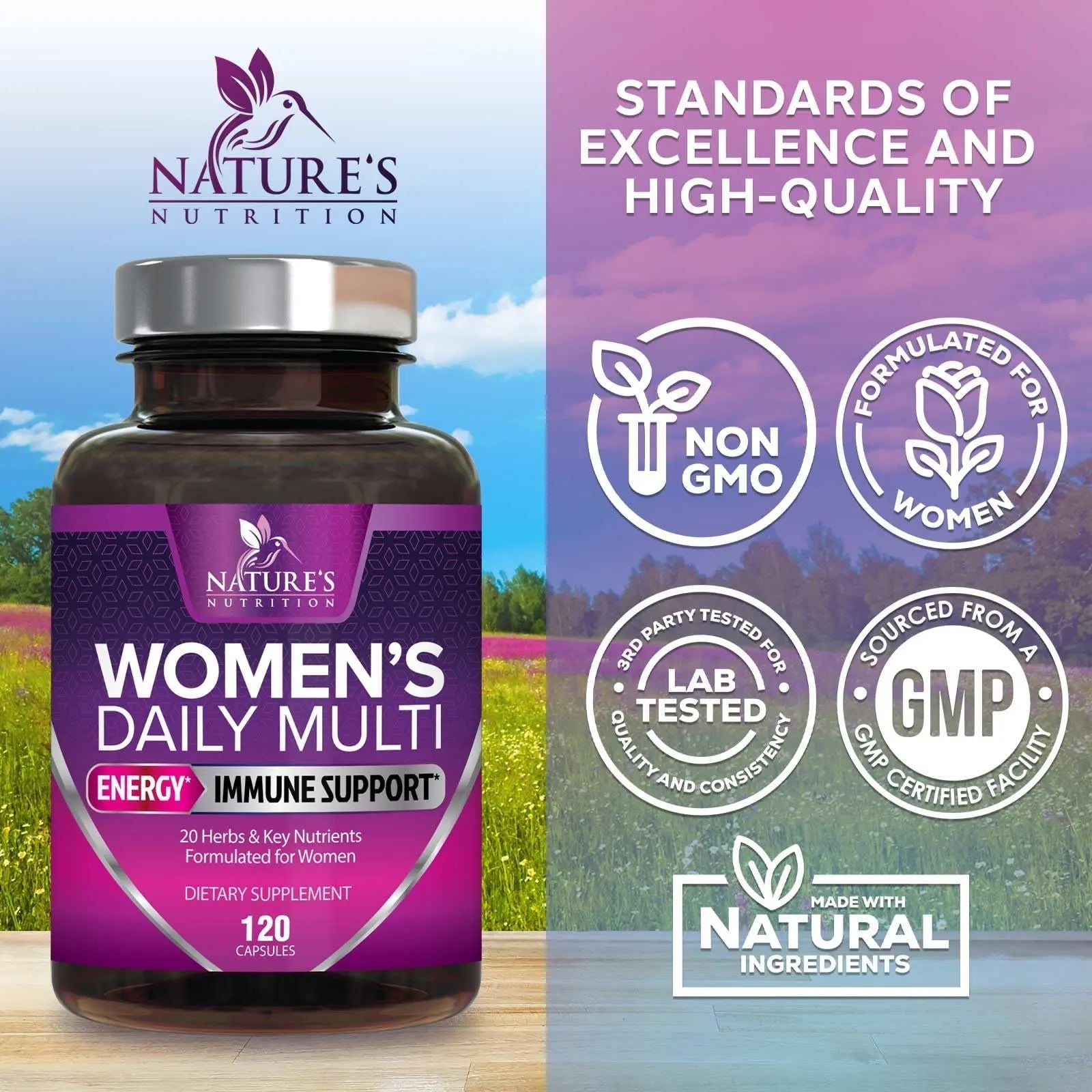 Multivitamin for Women - with Vitamins A, C, D, E, B6, B12, Zinc, Calcium & Magnesium, Womens Daily Multi Vitamin Multimineral Supplement Nature's Nutrition uk supplements